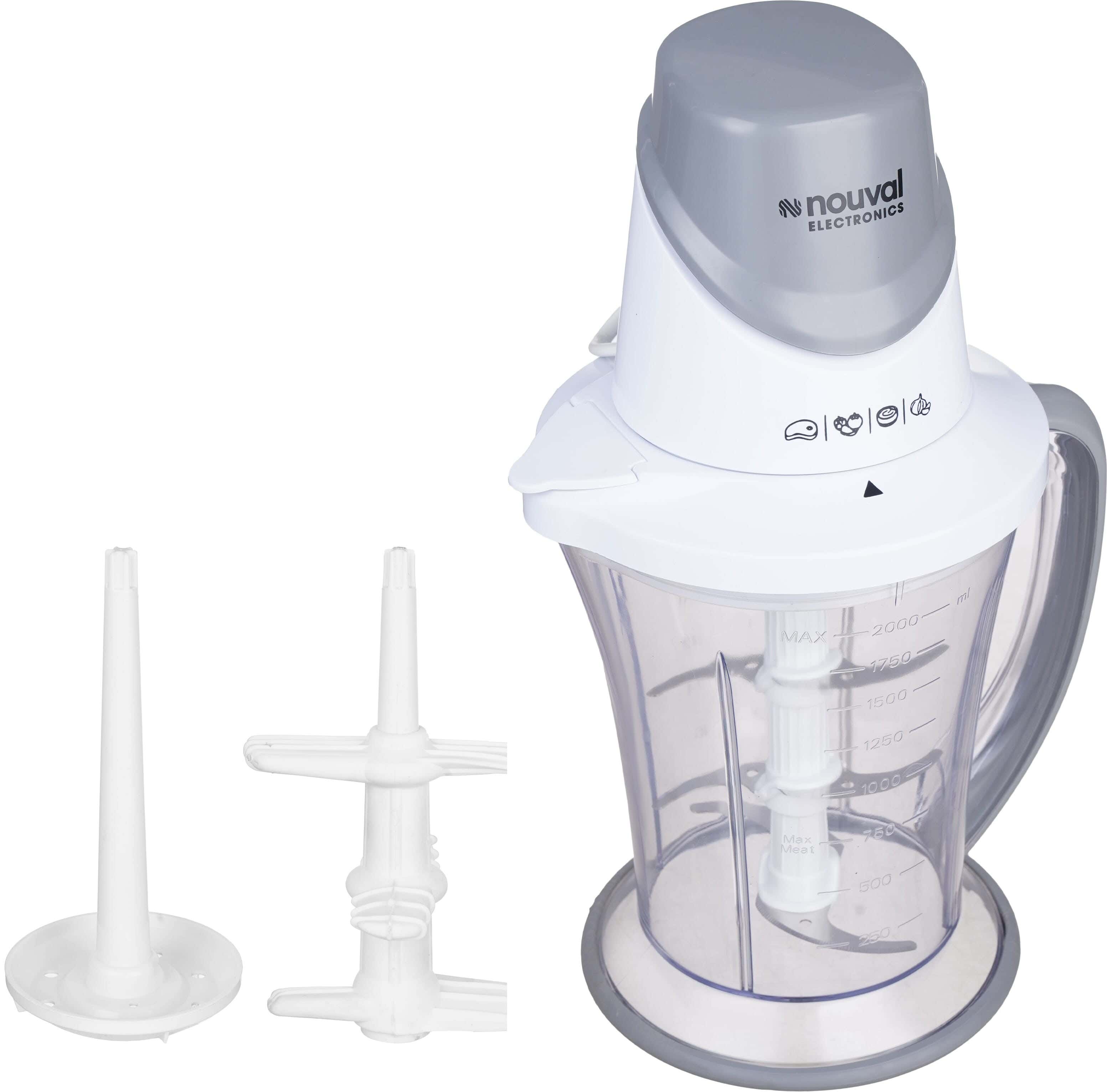 Nouval Sharpest Plus Meat Choppers, 700 Watt, with Jug, 2 Liters, 3 Blades - White Grey