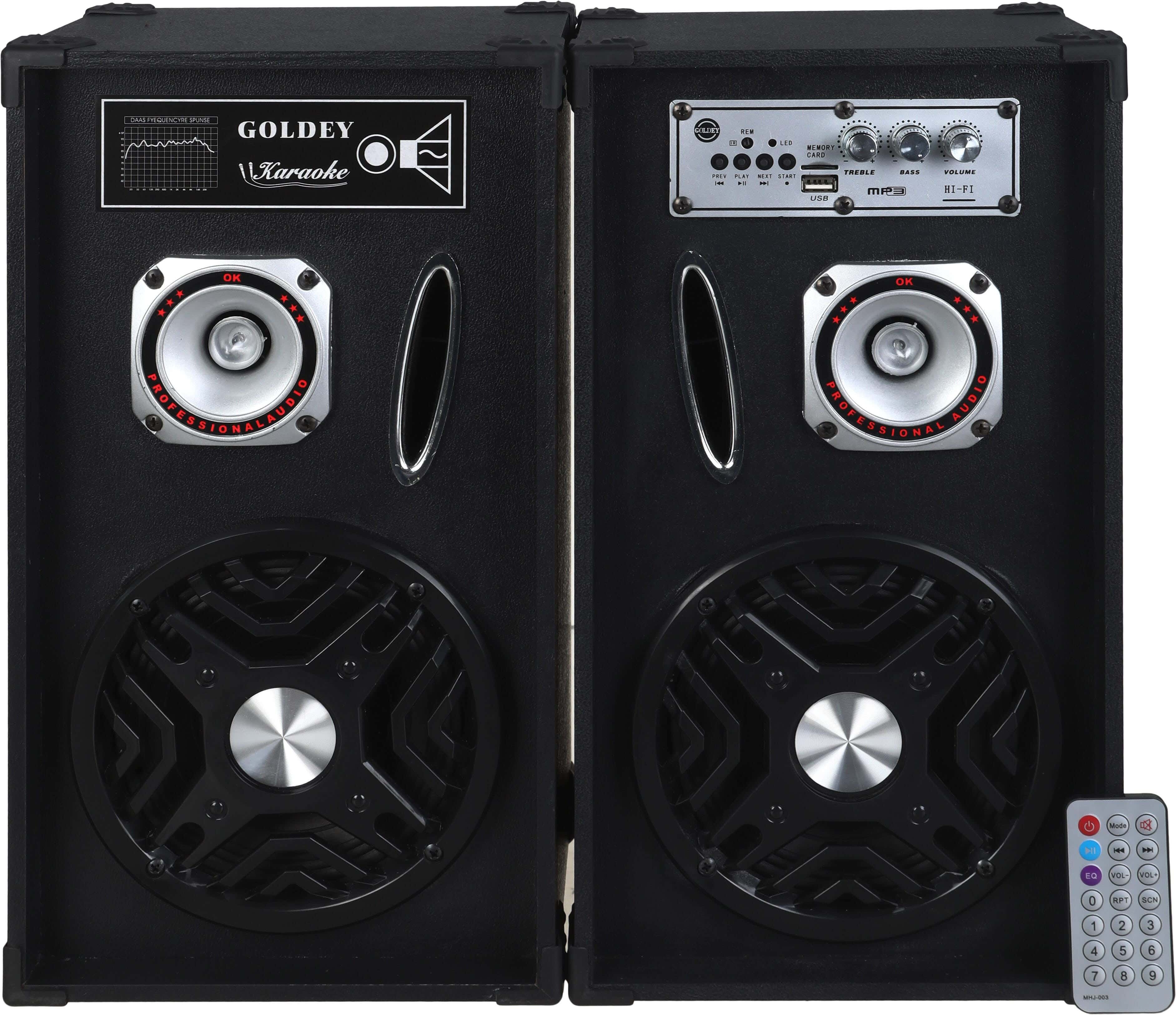 GOLDEY GX-605 Wired Subwoofer Speaker Set, 2 Pieces, 30 Watt, Bluetooth, 6-Inch, 20×17×39 cm - Black Silver