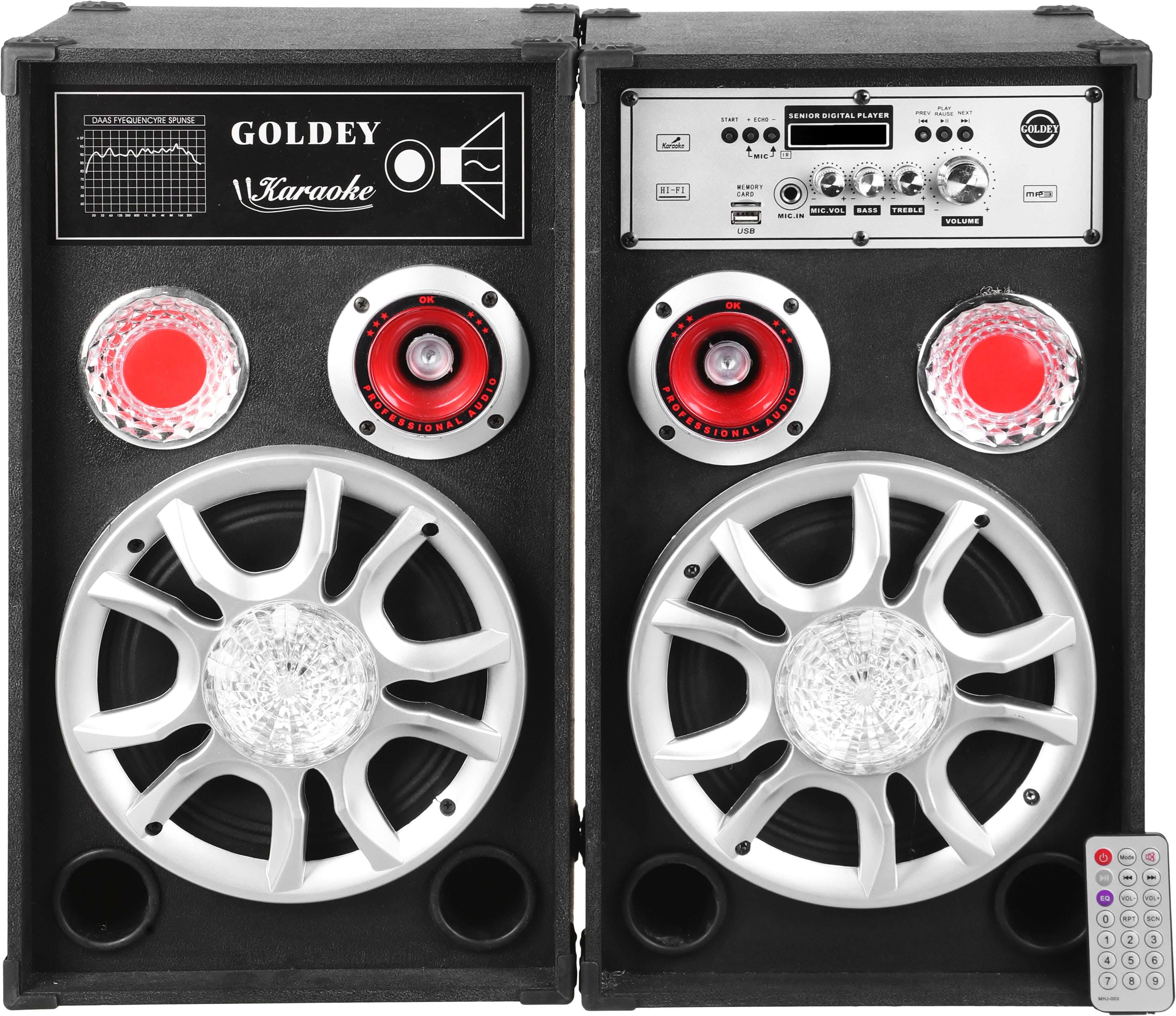 GOLDEY GH-85 Wired Subwoofer Speaker Set, 47×23×26 cm, 8 inches, Bluetooth, 2 Pieces, 35 Watt ×2 - Black Silver