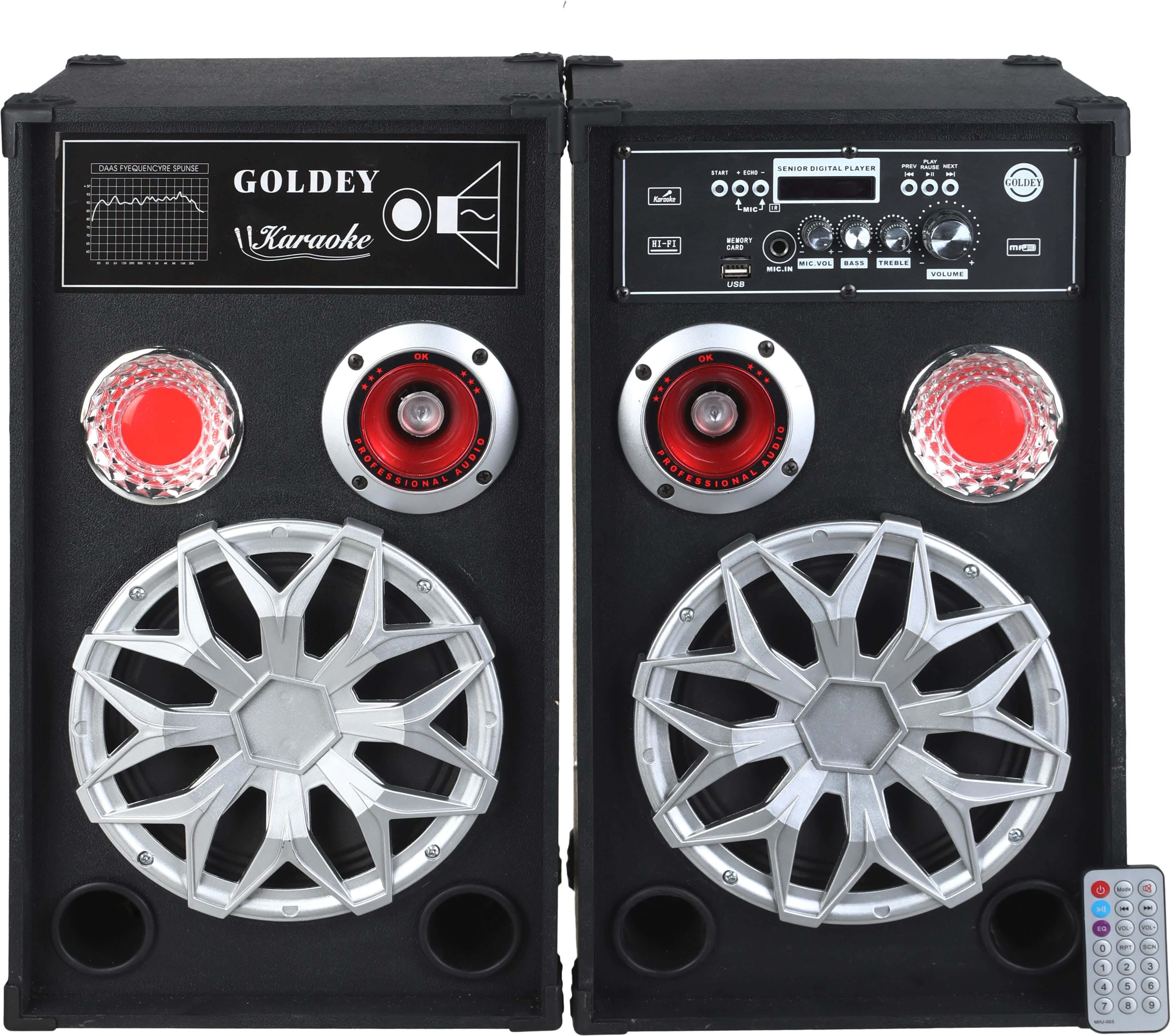 GOLDEY GH-84 Wired Subwoofer Speaker Set, 47×23×26 cm, 8 inches, Bluetooth, 2 Pieces, 35 Watt ×2 - Black Silver