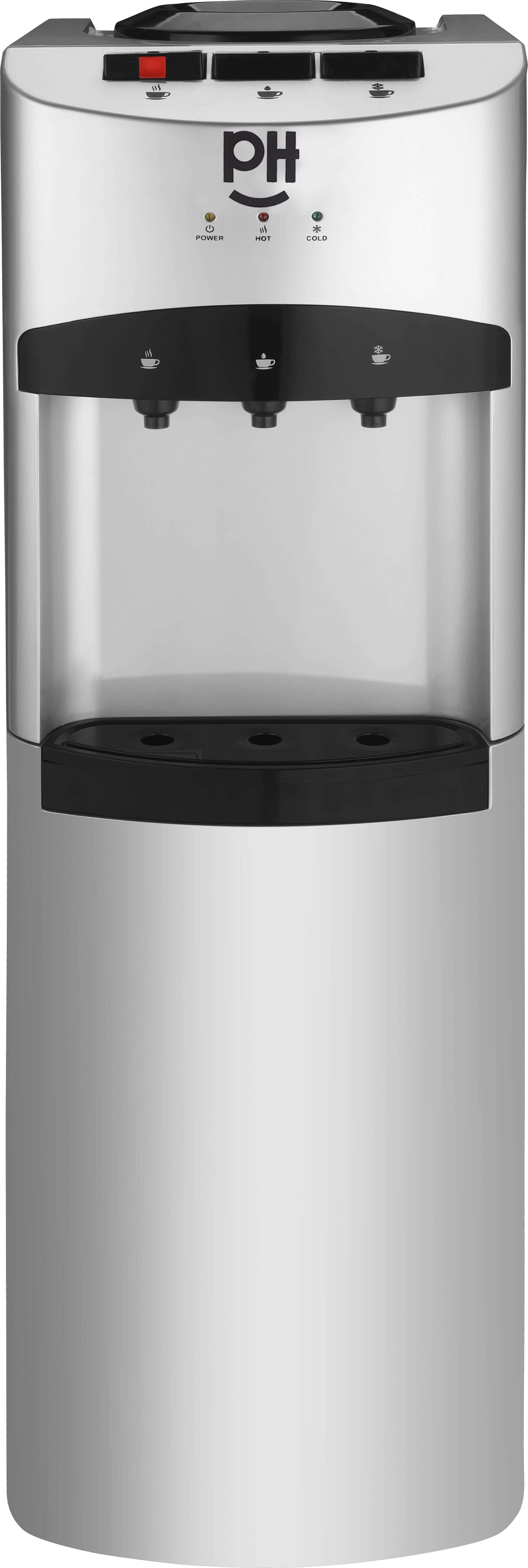 PH Water Dispenser, 3 Taps, with Refrigerator - Silver Black