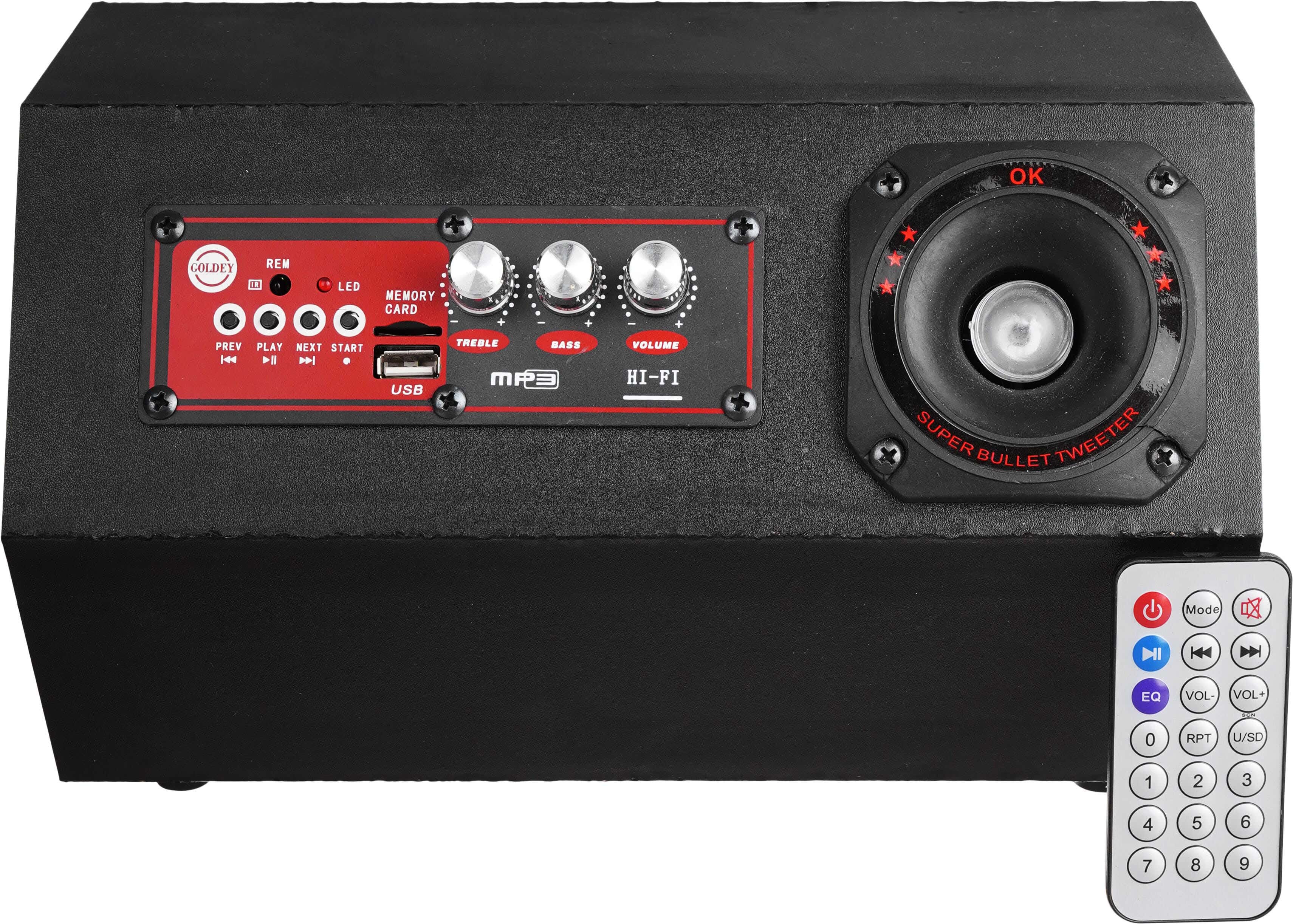 Goldey Bezo 3 Subwoofer Speaker, 3 Watt, Bluetooth, 28x19 cm - Black