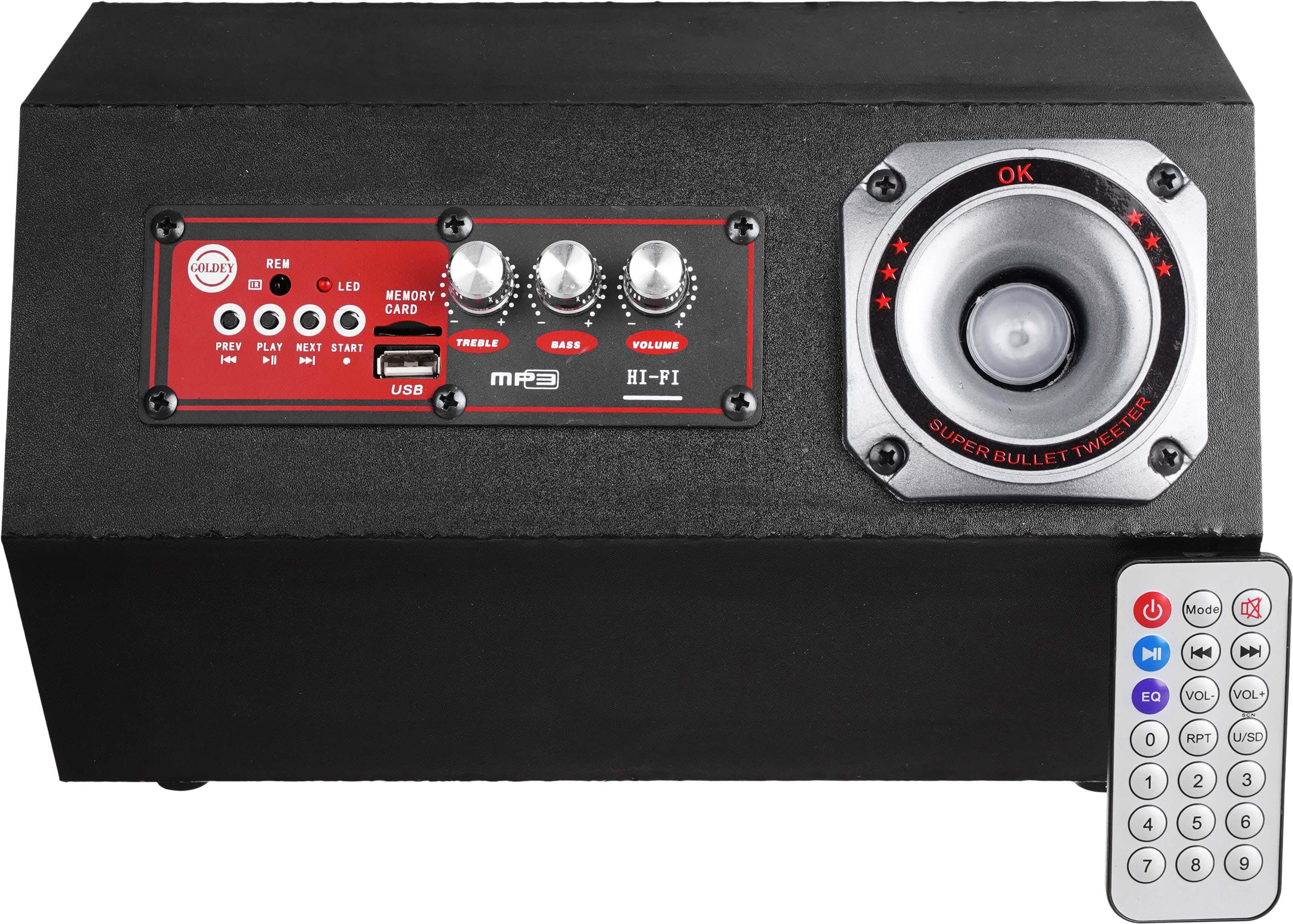 Goldey Bezo 2 Subwoofer Speaker, 3 Watt, Bluetooth, 28x19 cm - Black