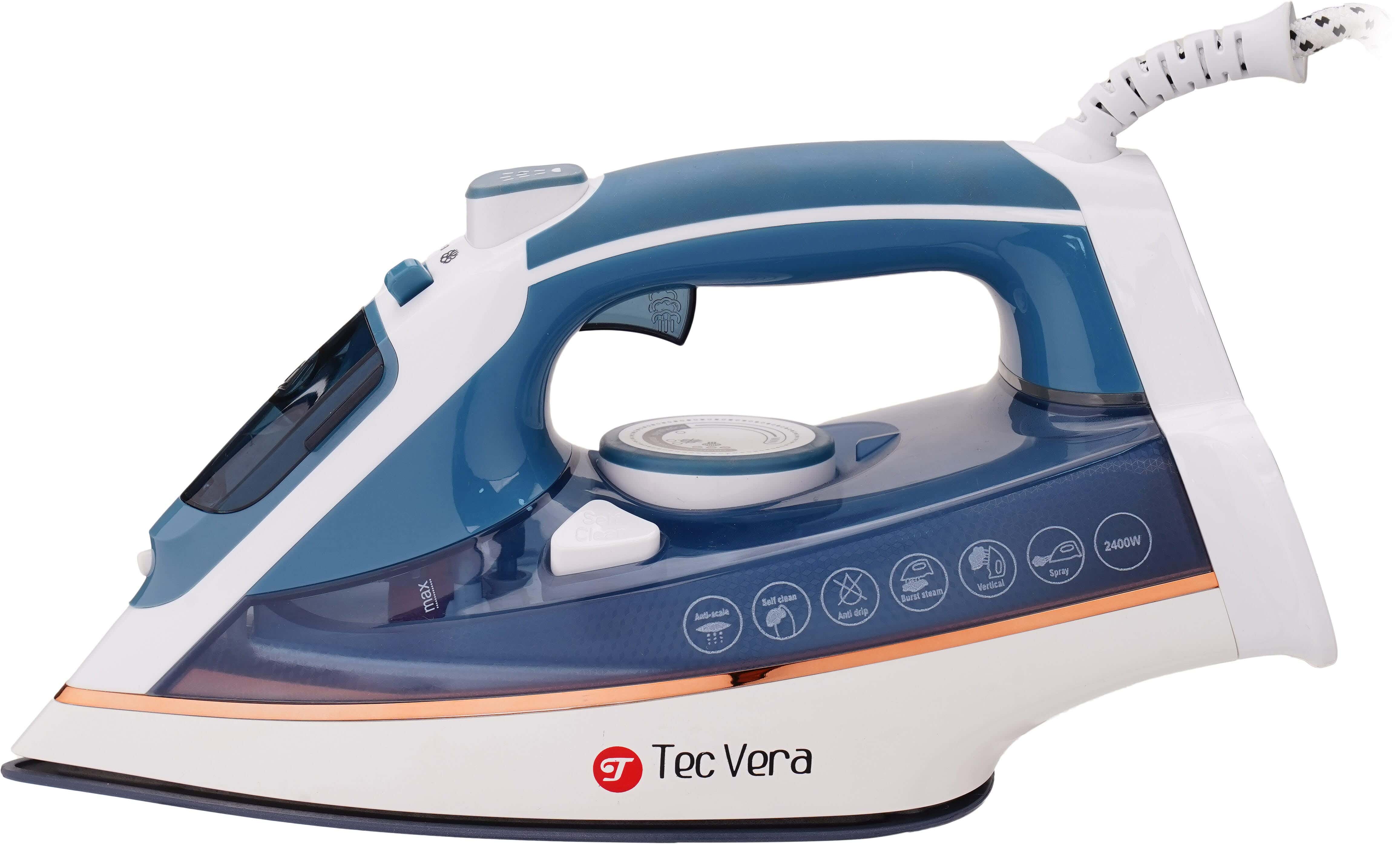 Tec Vera Steam Iron, Nano Ceramic Base, 2400 Watts - White Petrol