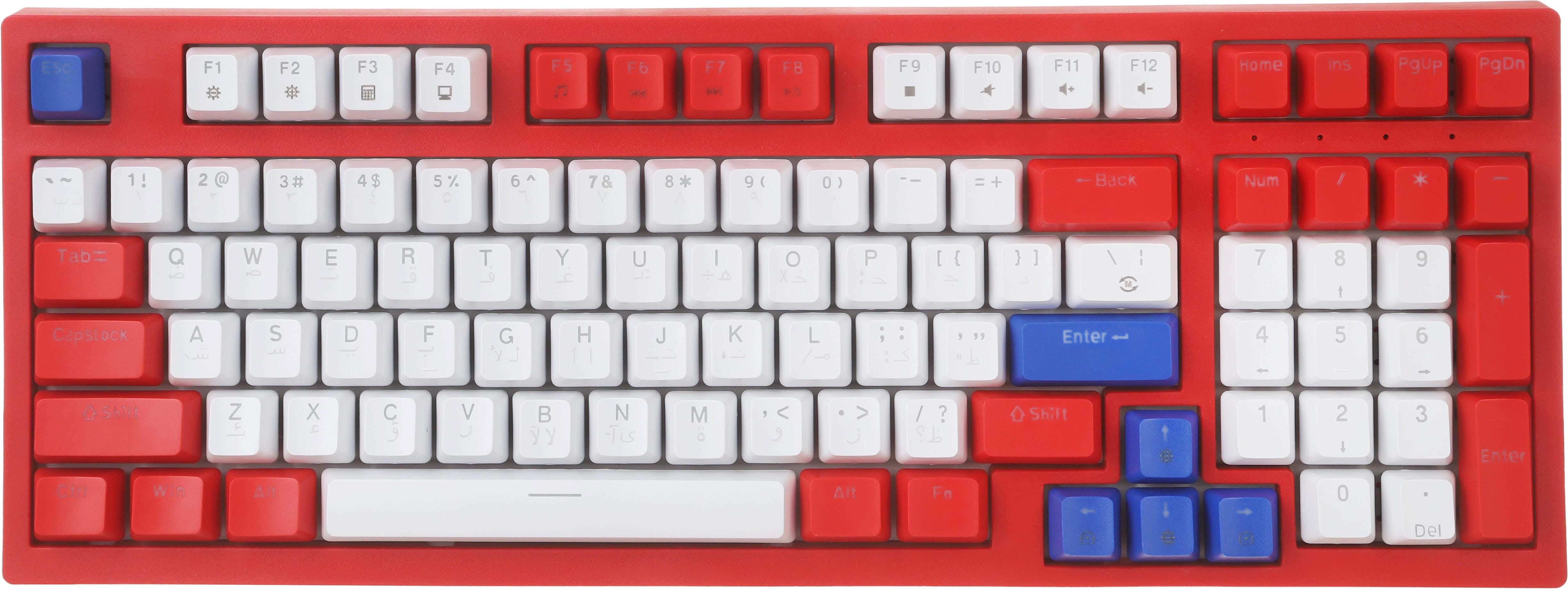 Forev FV-K98 Mechanical Gaming Keyboard, Wired, 98 Keys, RGB Light Effects, Red Switch - Multicolor
