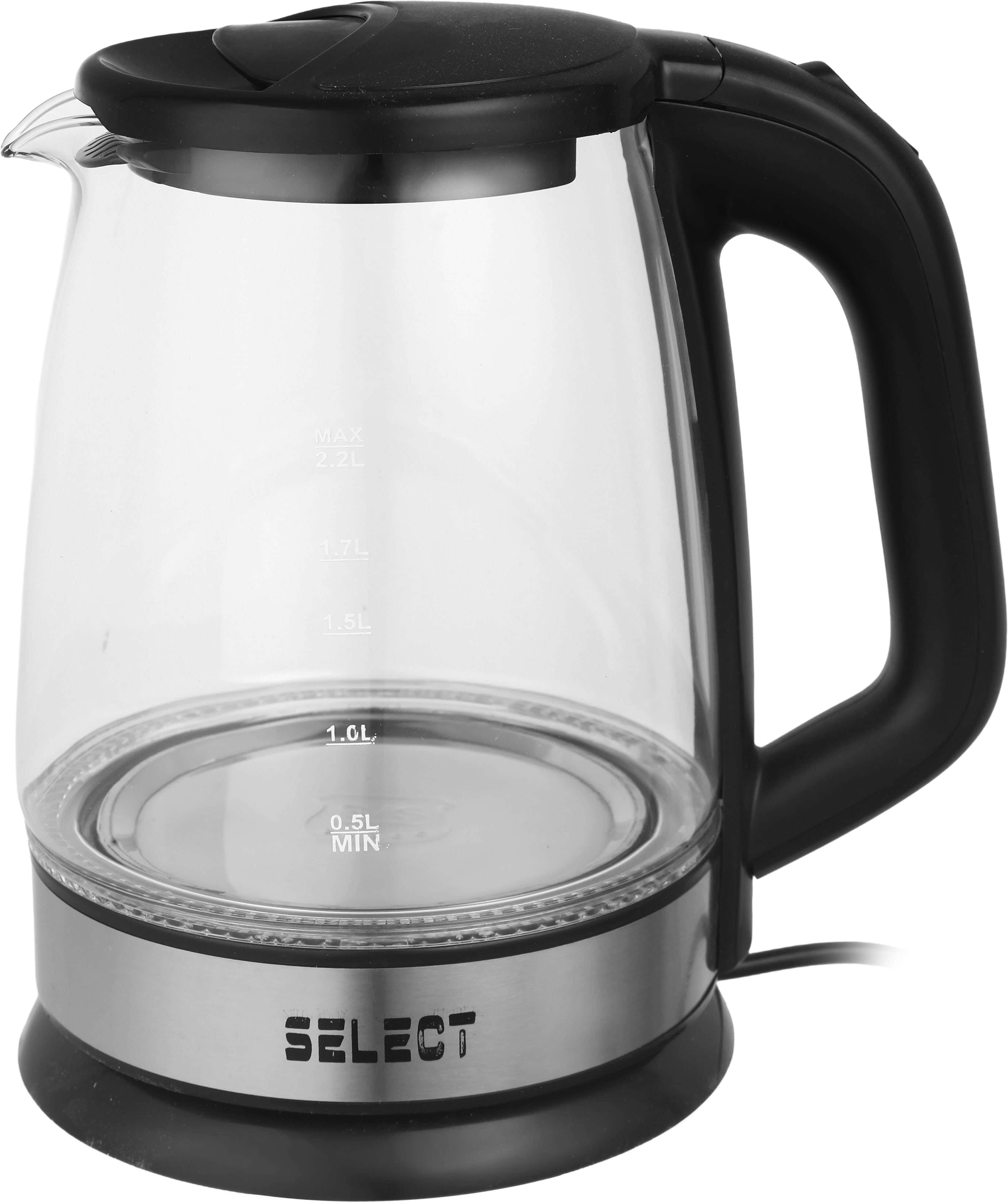 Select Pyrex Electric Kettle, 2.2 Liters, 1500 Watt - Black Clear
