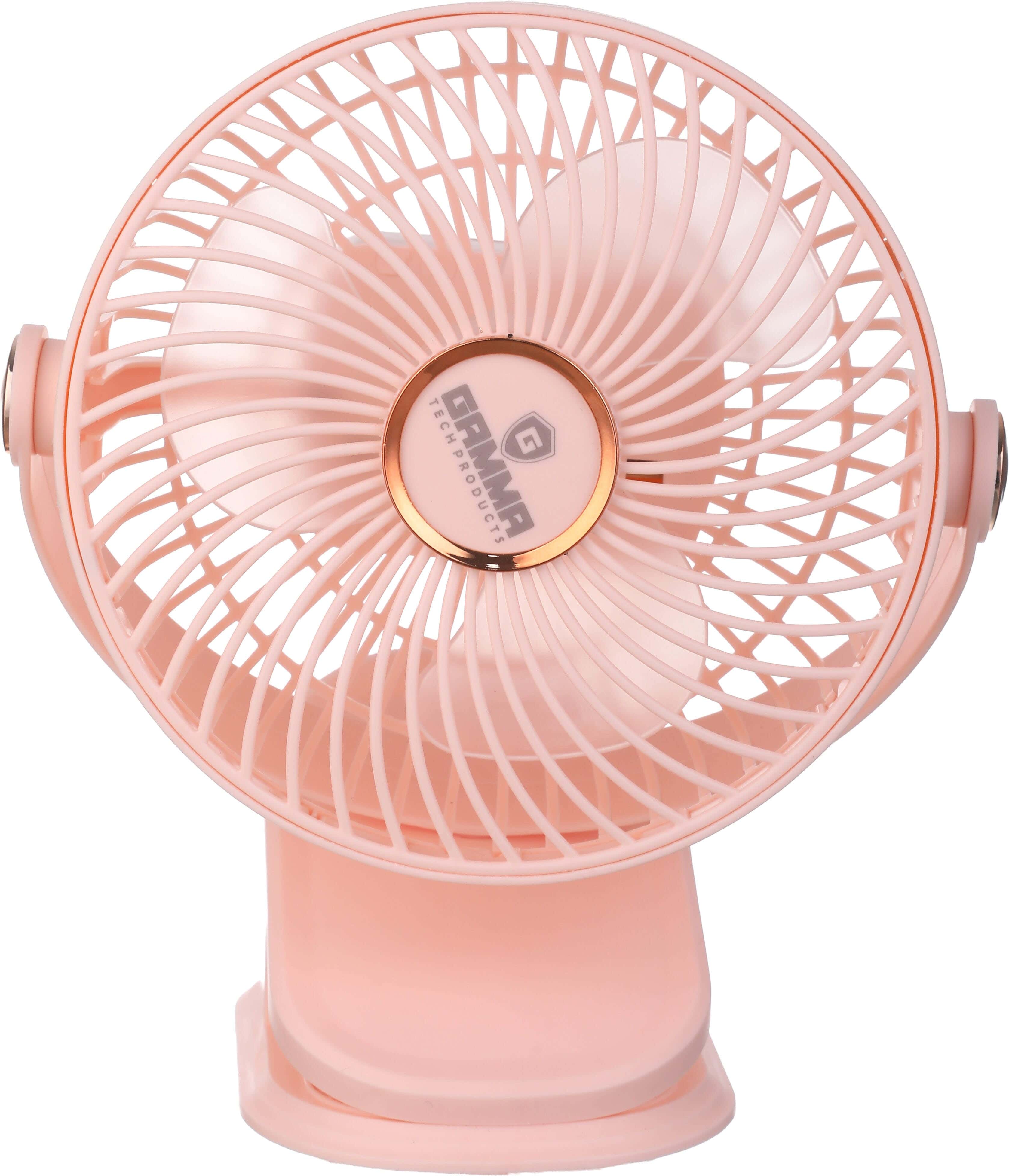 Gamma Rechargeable Desk Fan with Light, 5 Watt - Rose