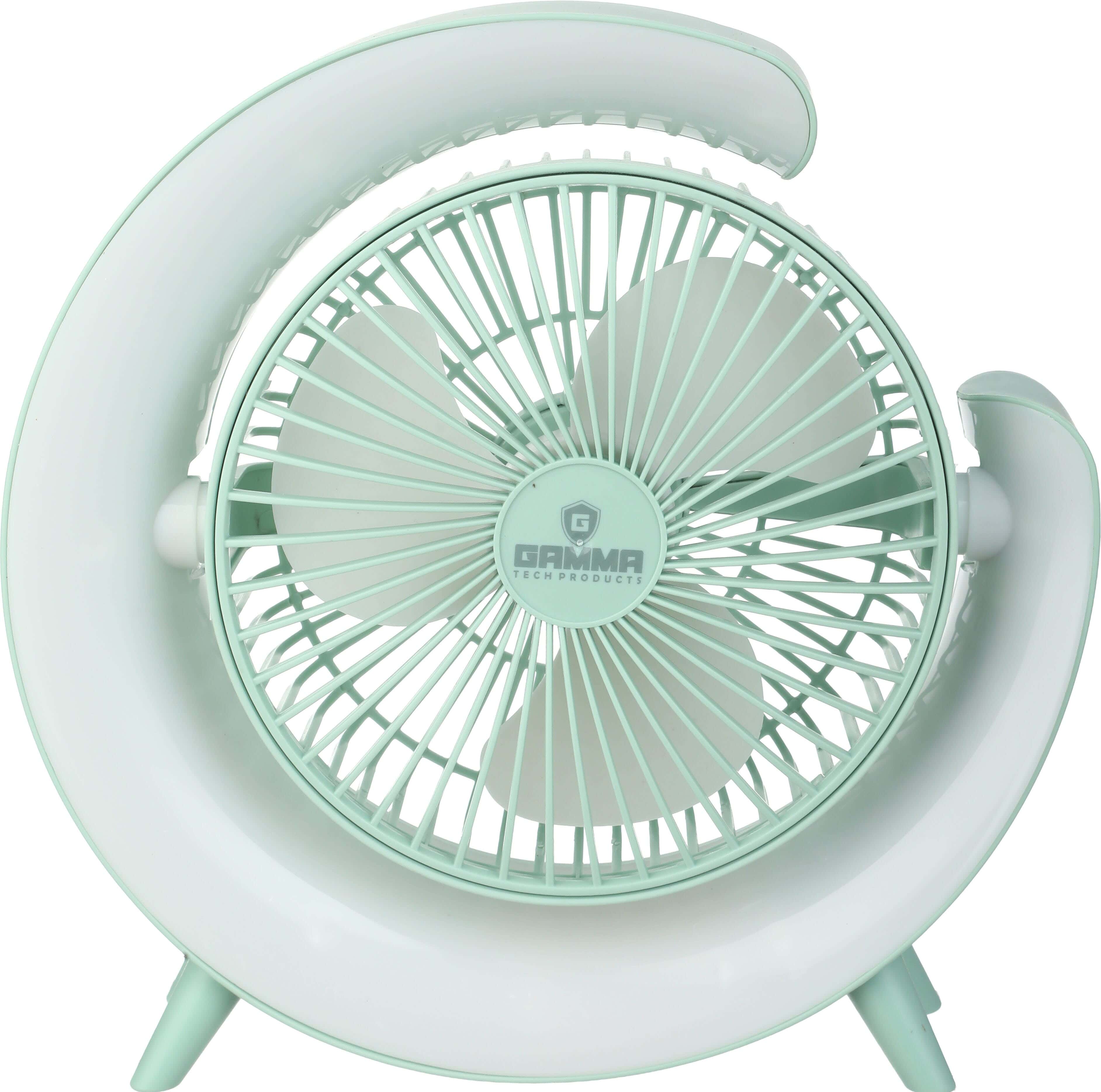 Gamma Rechargeable Desk Fan, 3 Speeds, Multi Light, 4.5W - Light Green
