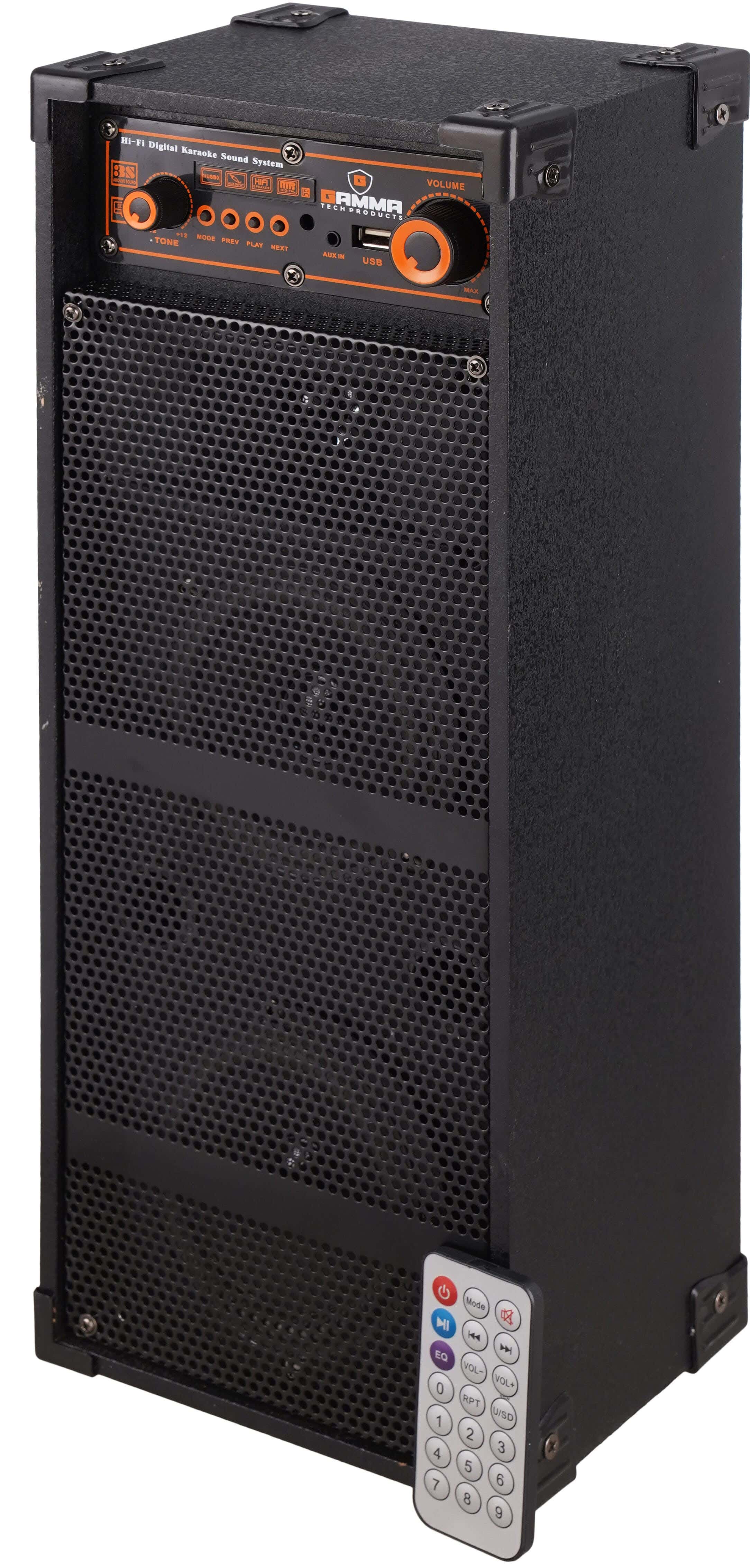 Gamma GT-490 Wired Subwoofer, 17×14×43 cm, Remote Control, Bluetooth - Black Orange