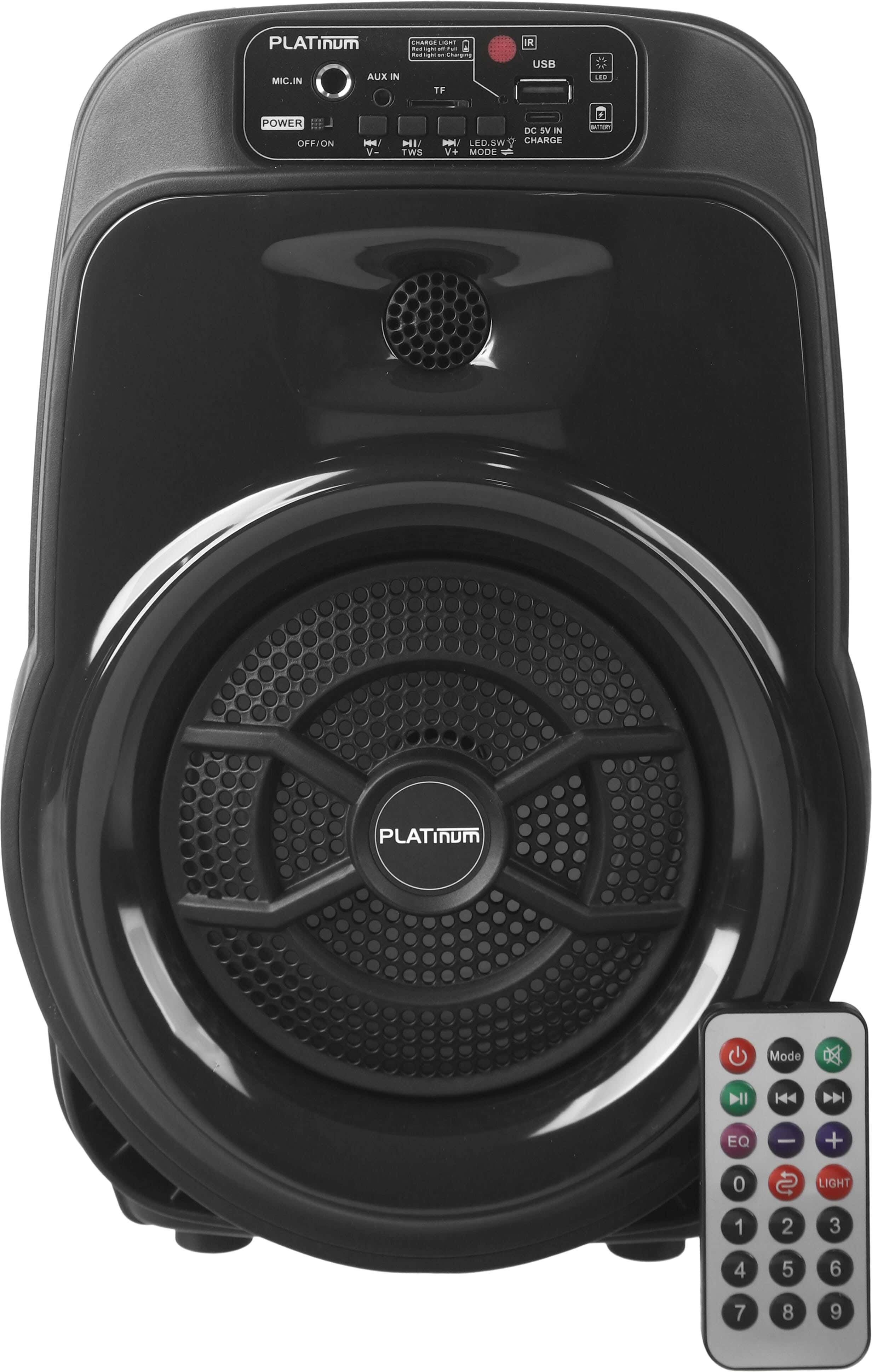 Platinum AH-602 Wireless Speaker, 10 Watt, LED Lighting, Remote Control, 34×18×23 cm - Black