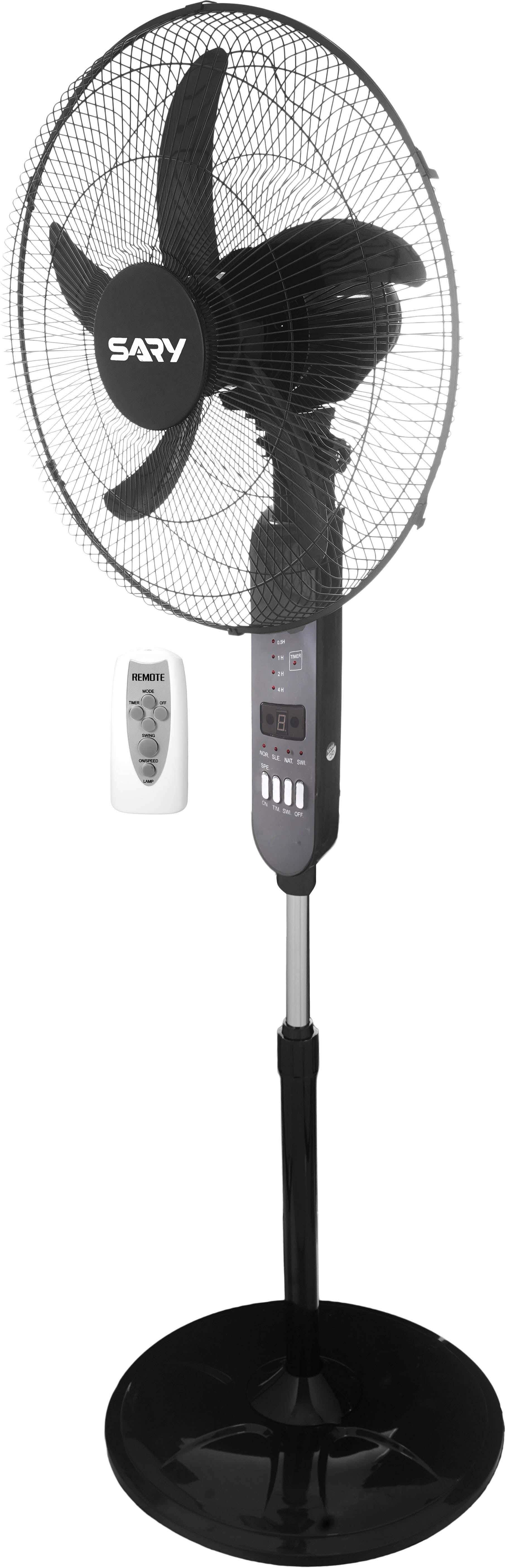 Sary SA-EFS18A100RT-02 Stand Fan, 18 Inch, 3 Speeds, Remote Control - Black Grey