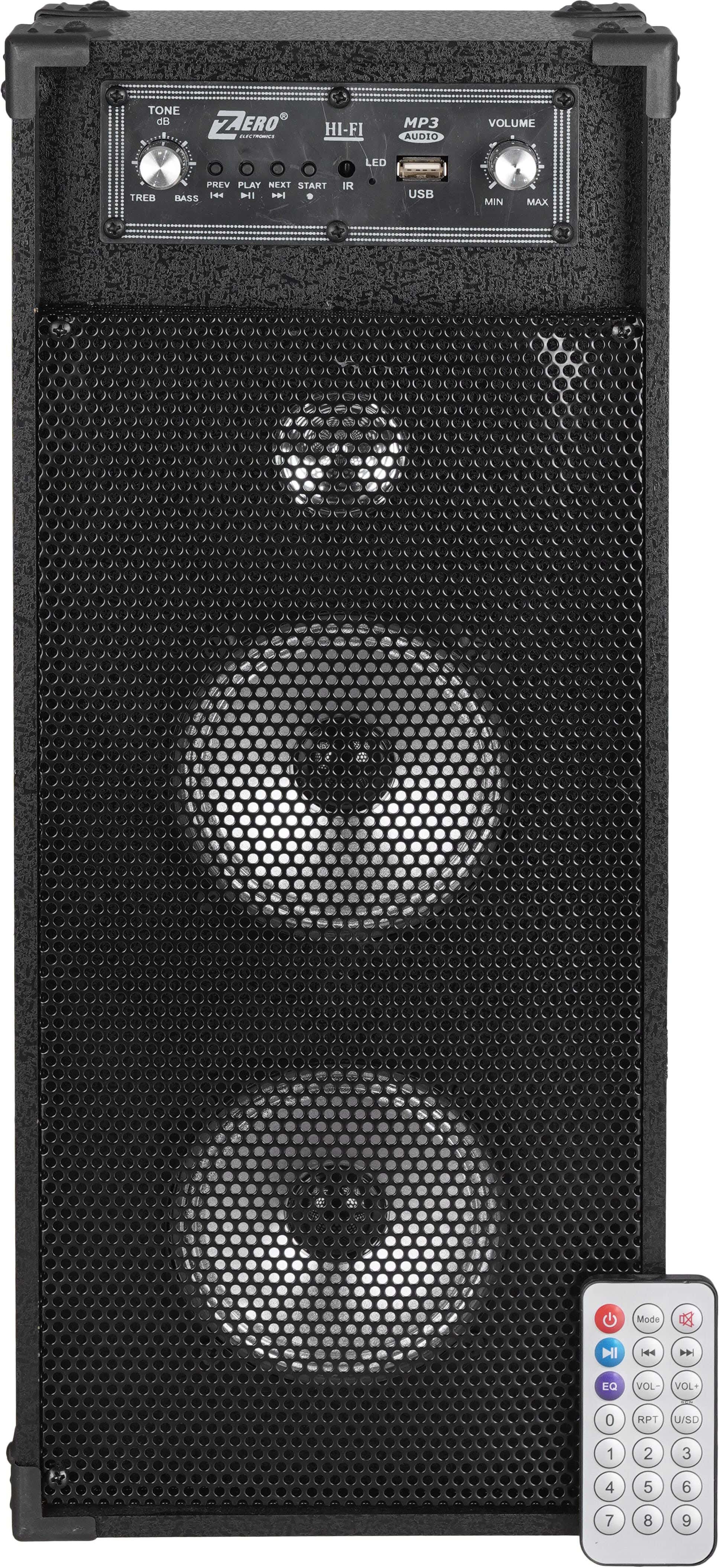 Zero ZR4900 Wired Subwoofer Speaker, 20 Watts, Bluetooth, 45×19×14 cm, Remote Control - Black