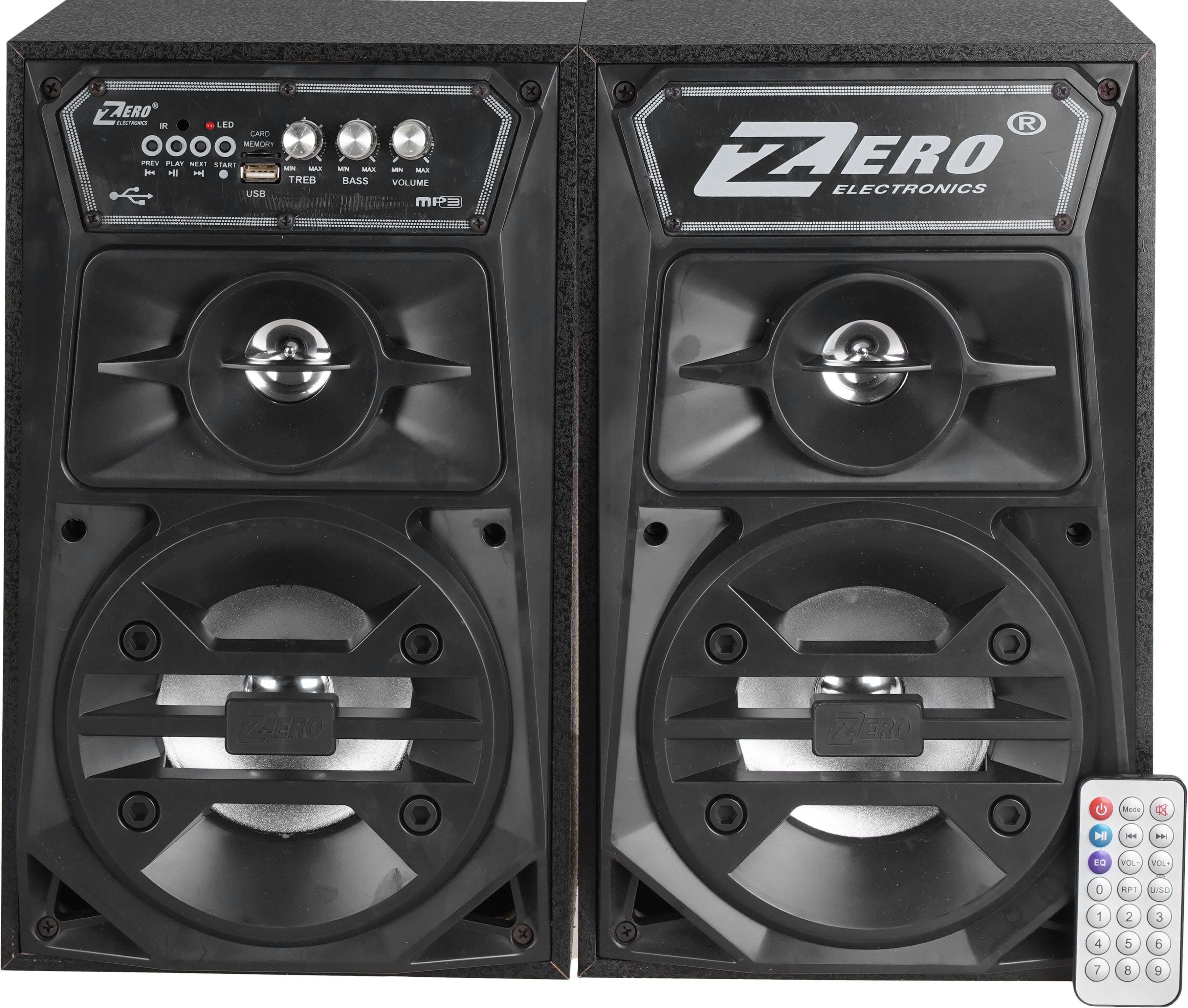 Zero ZR5820 Wired Subwoofer Set, 2 Pieces, 30 Watt, Bluetooth, 35×17×21 cm, Remote Control - Black