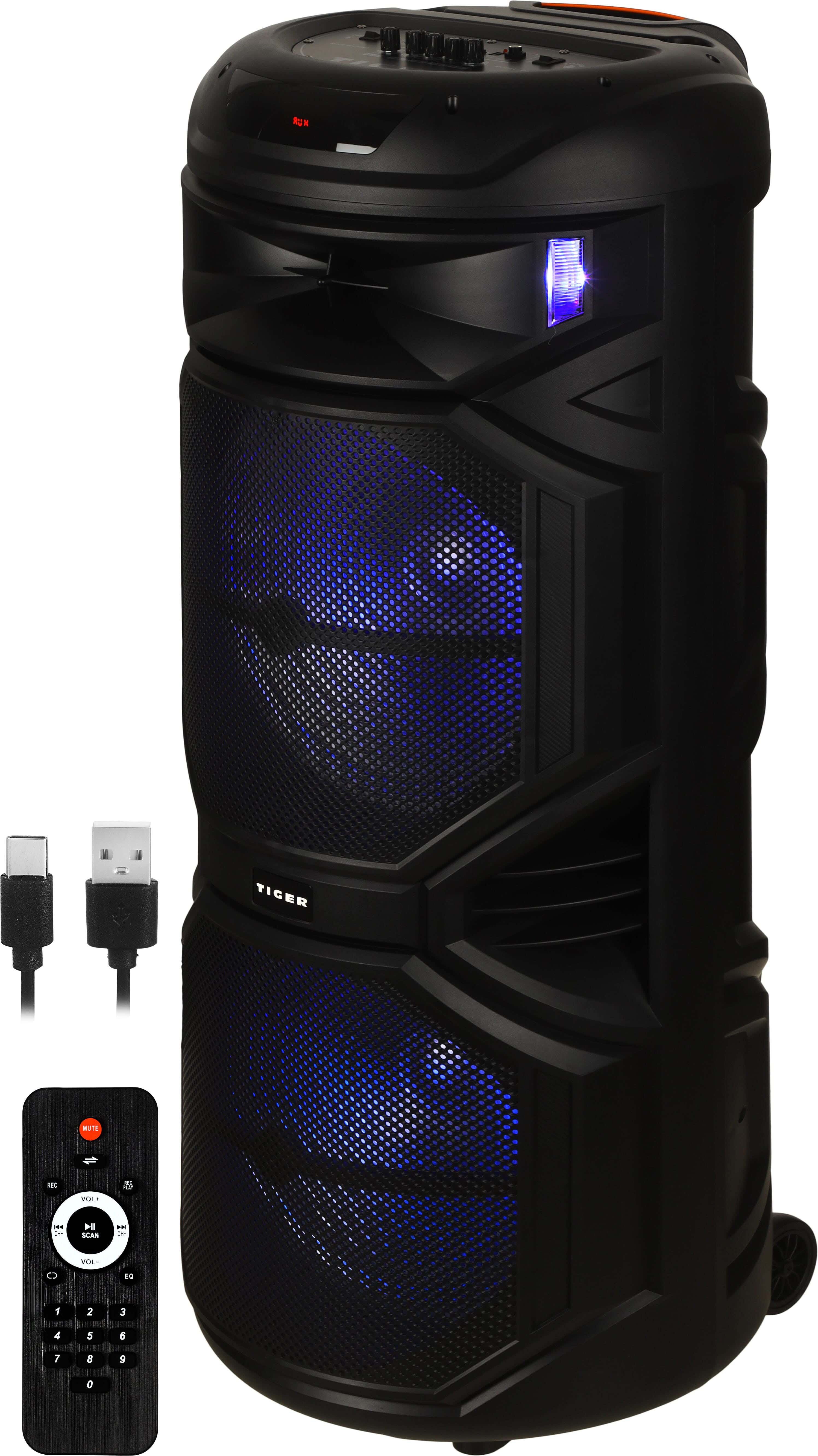 Tiger G-15000 Wireless Subwoofer, 110×40×40 cm, 2 MIC, Remote Control - Black