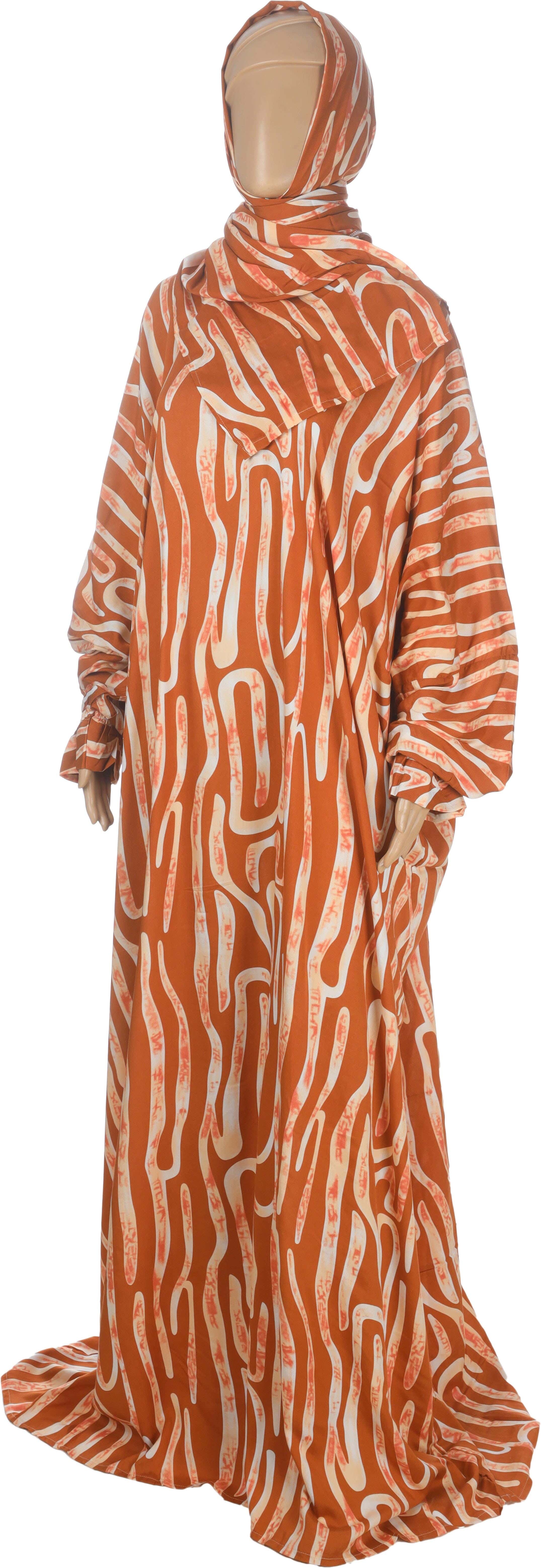 El boshra Viscose Isdal with Scarf for Women, Free Size - Light Brown