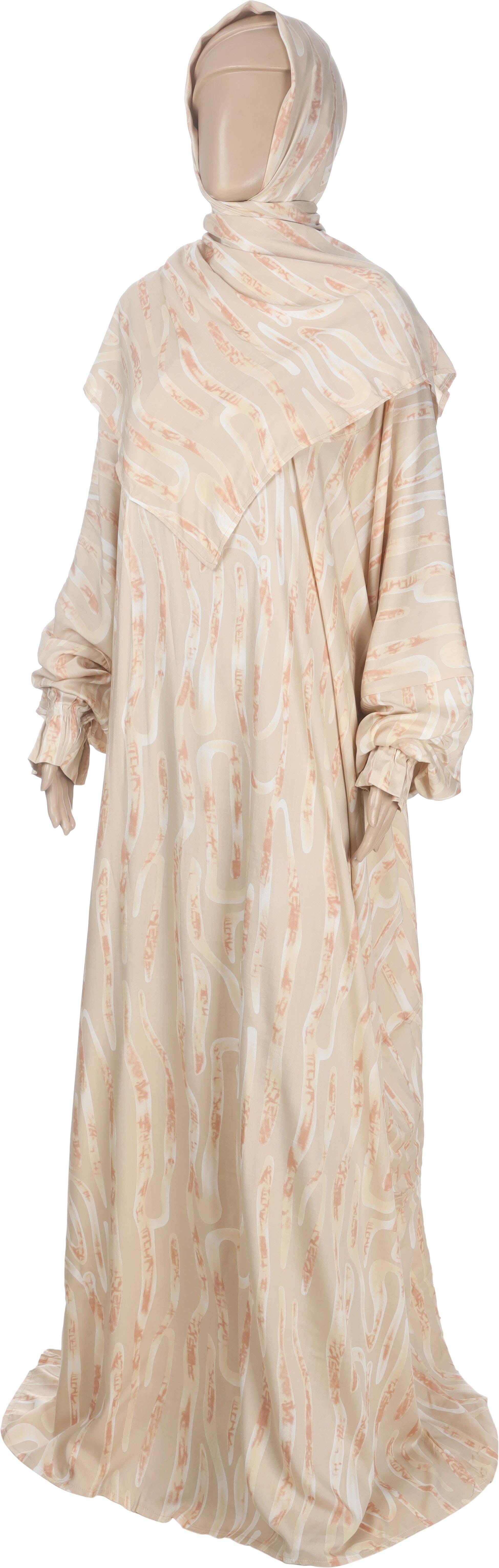 El boshra Viscose Isdal with Scarf for Women, Free Size - Beige