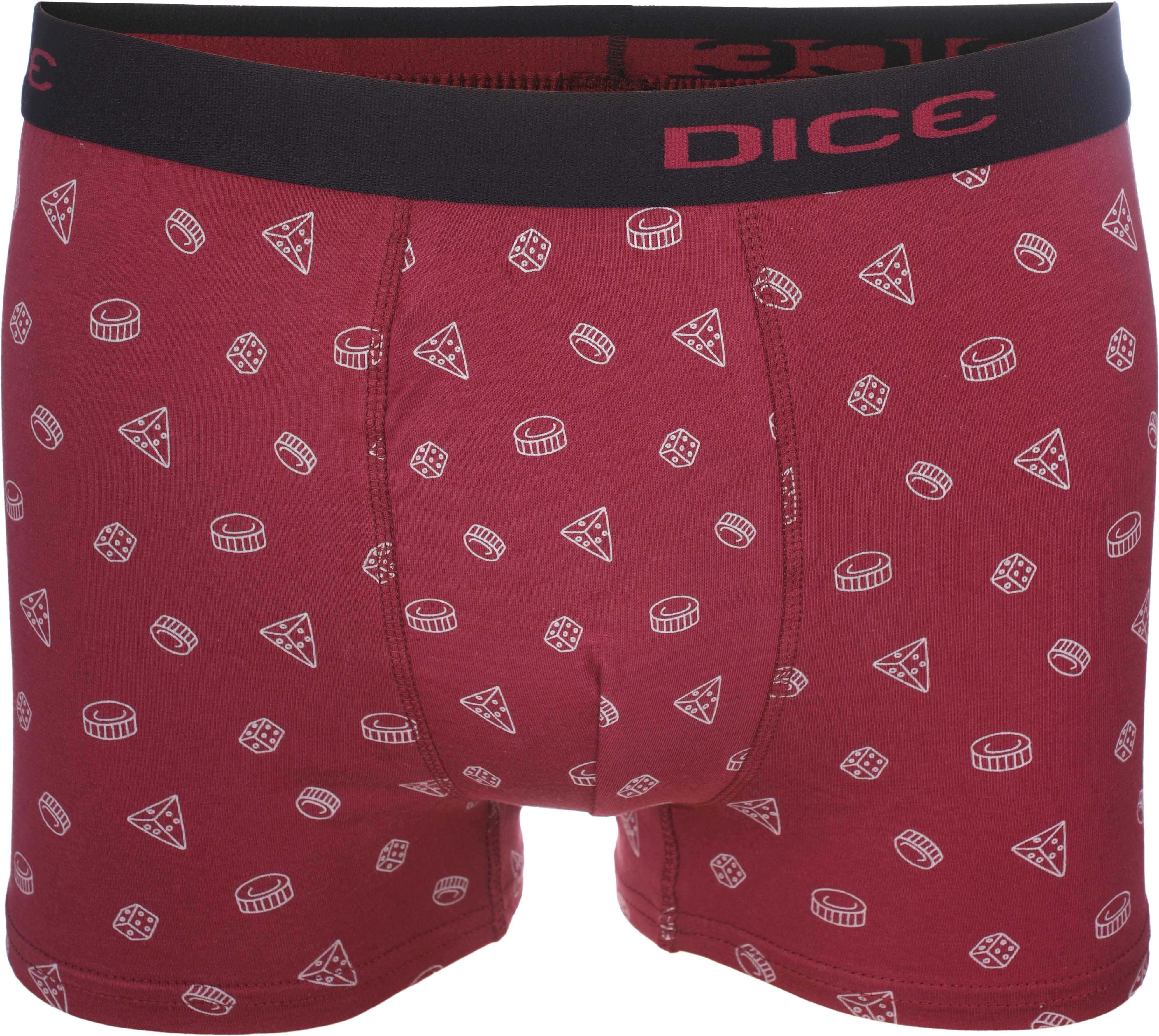 Dice Cotton Printed Boxer for Men, Size L - Dark Red