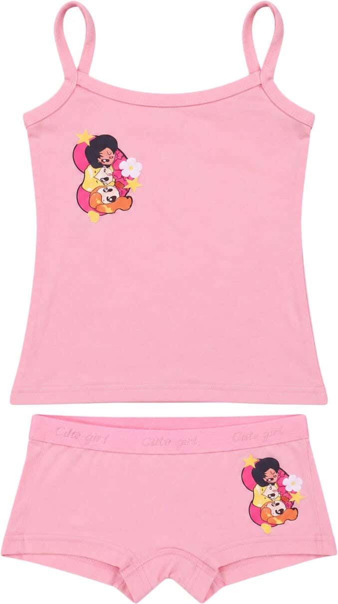 Dice underwear set for Girls, 2 Pieces, Size 4-5 - Rose