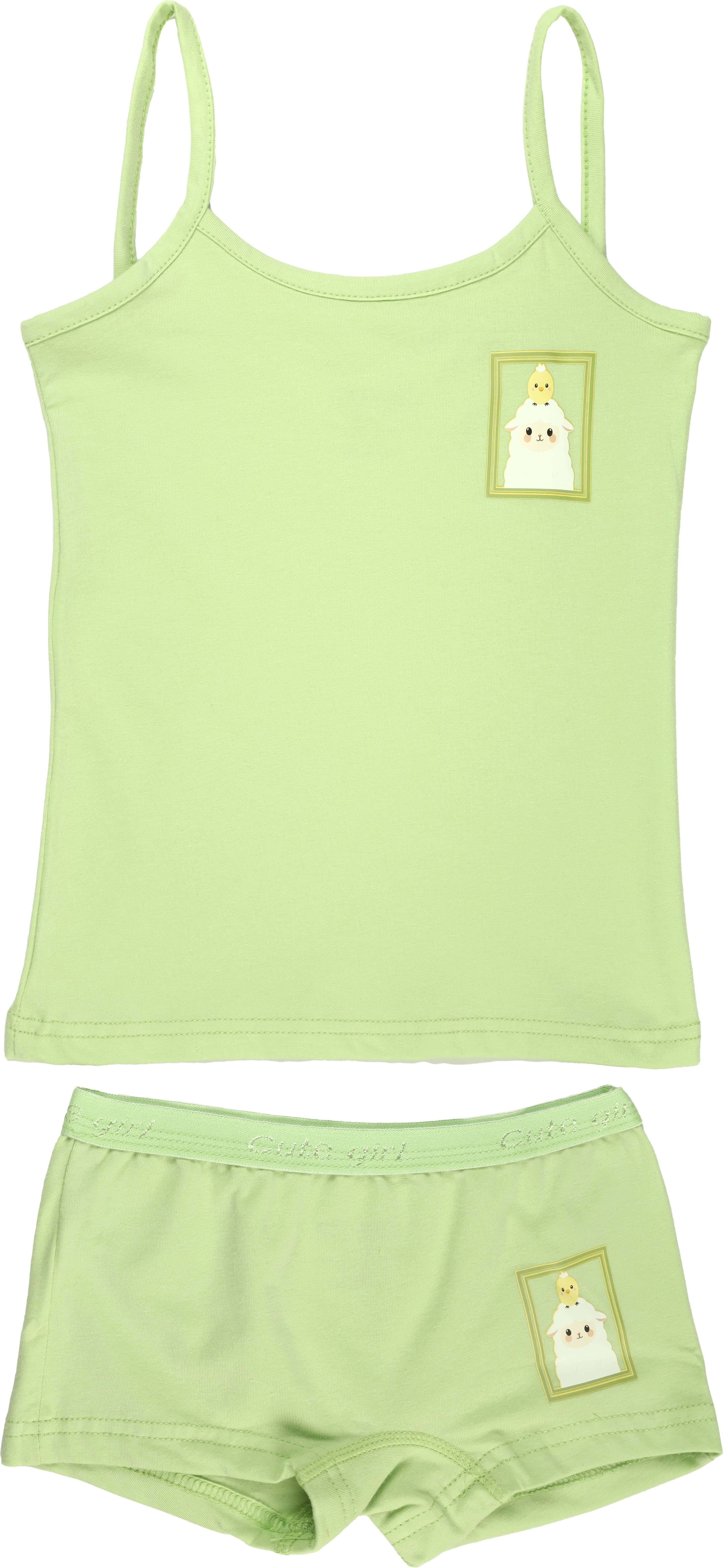 Dice Cotton underwear set for Girls, 2 Pieces, Size 6-7 - Green