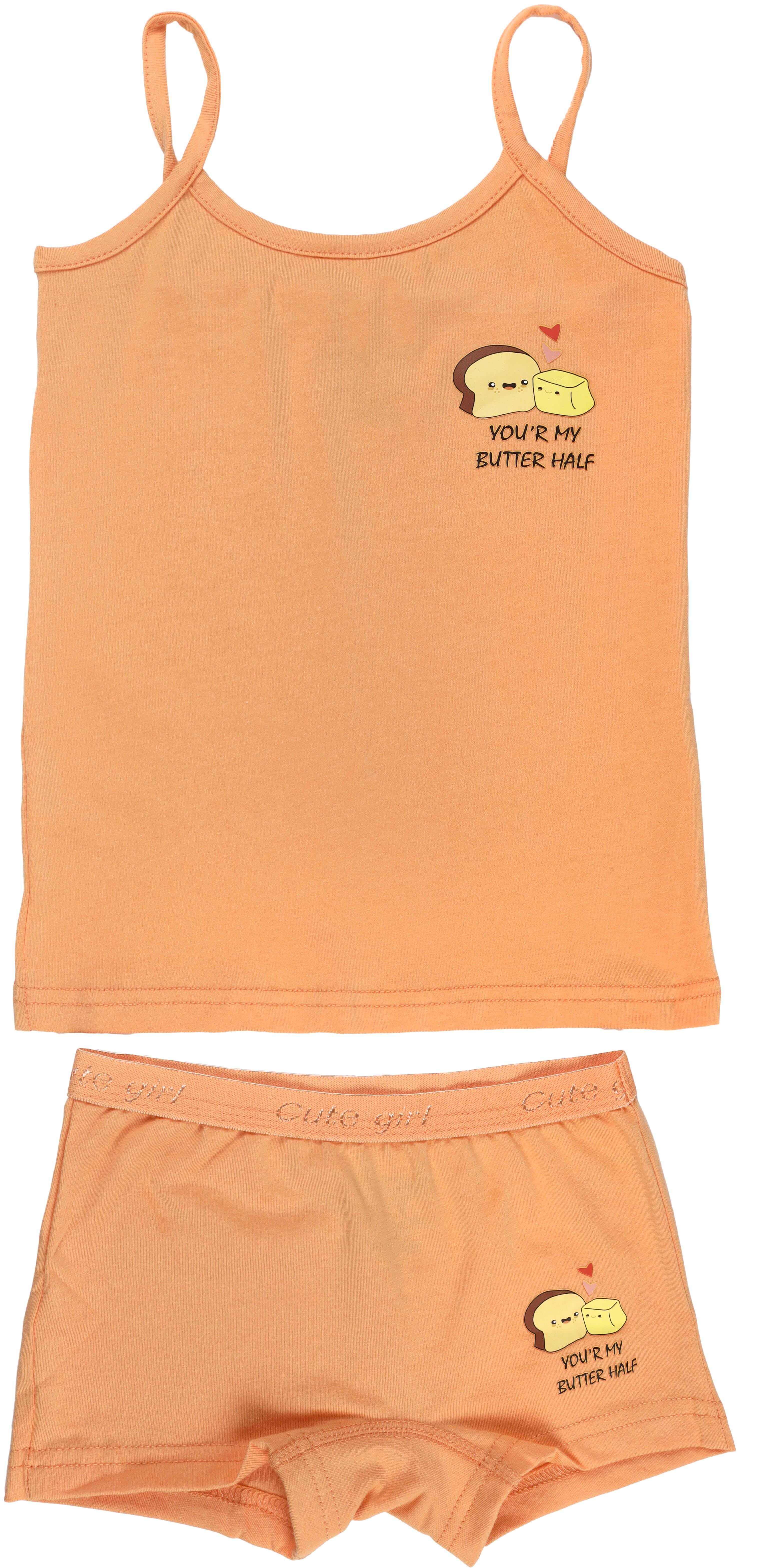 Dice Cotton underwear set for Girls, 2 Pieces, Size 6-7 - Orange