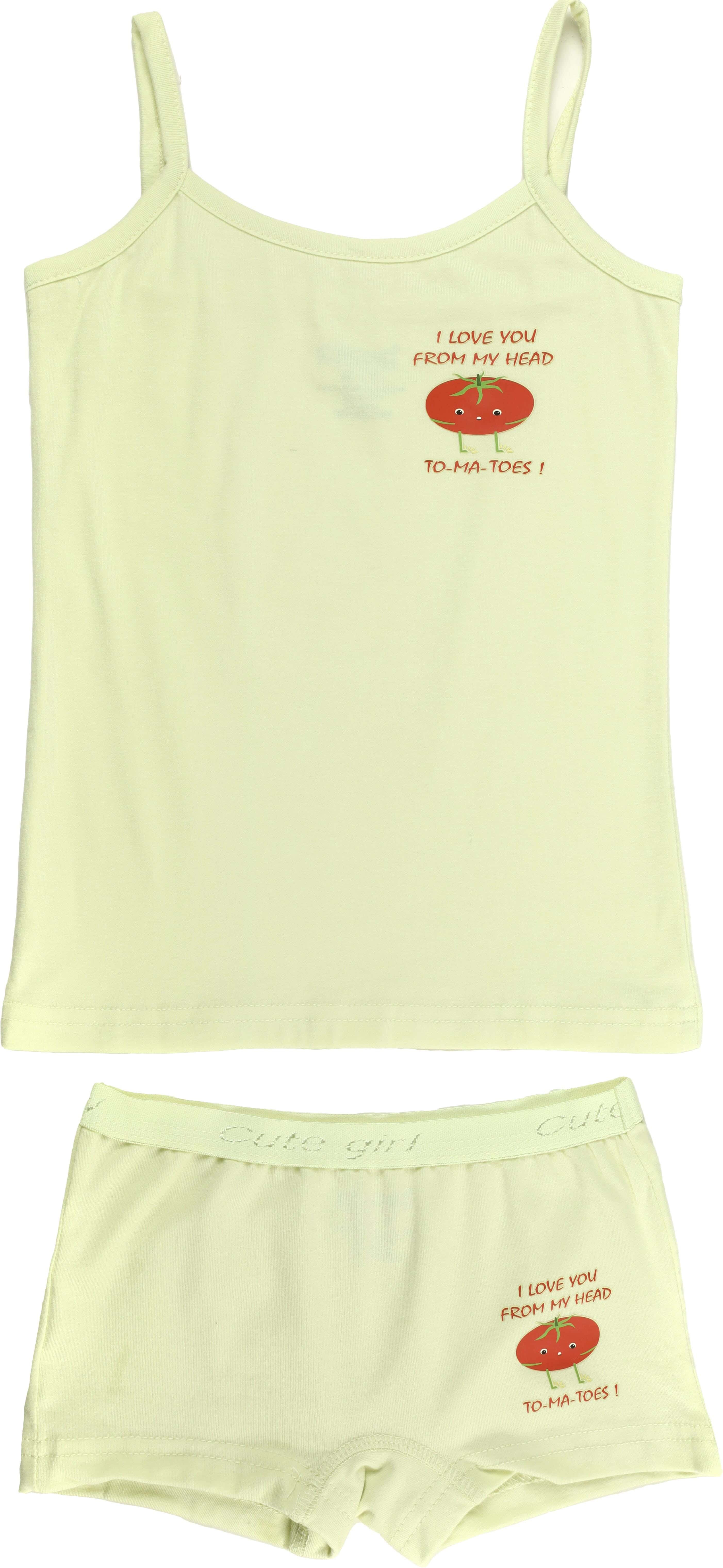 Dice Cotton underwear set for Girls, 2 Pieces, Size 6-7 - Light Green