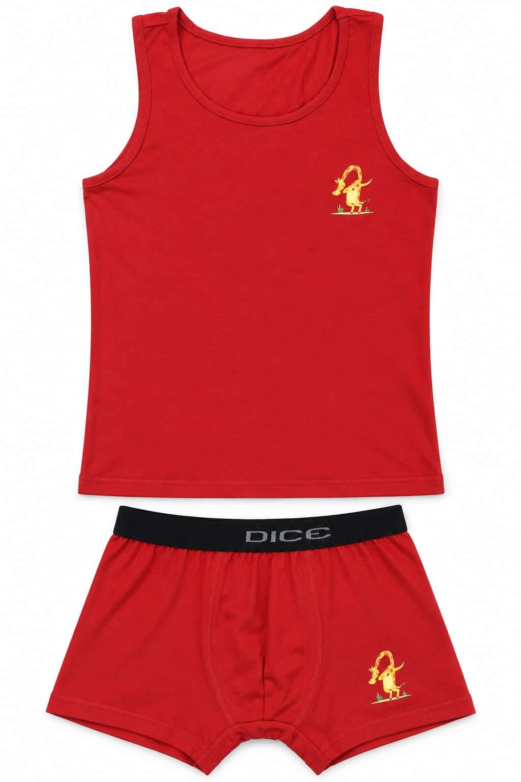 DICE Cotton Printed Underwear Set For Boys, 2 Pieces, Size 14-15 - Red