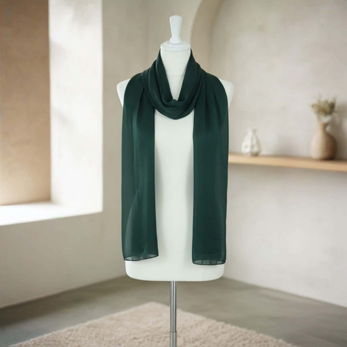 Dupetan×Satin Scarf for Women, 60×175 cm - Dark Green