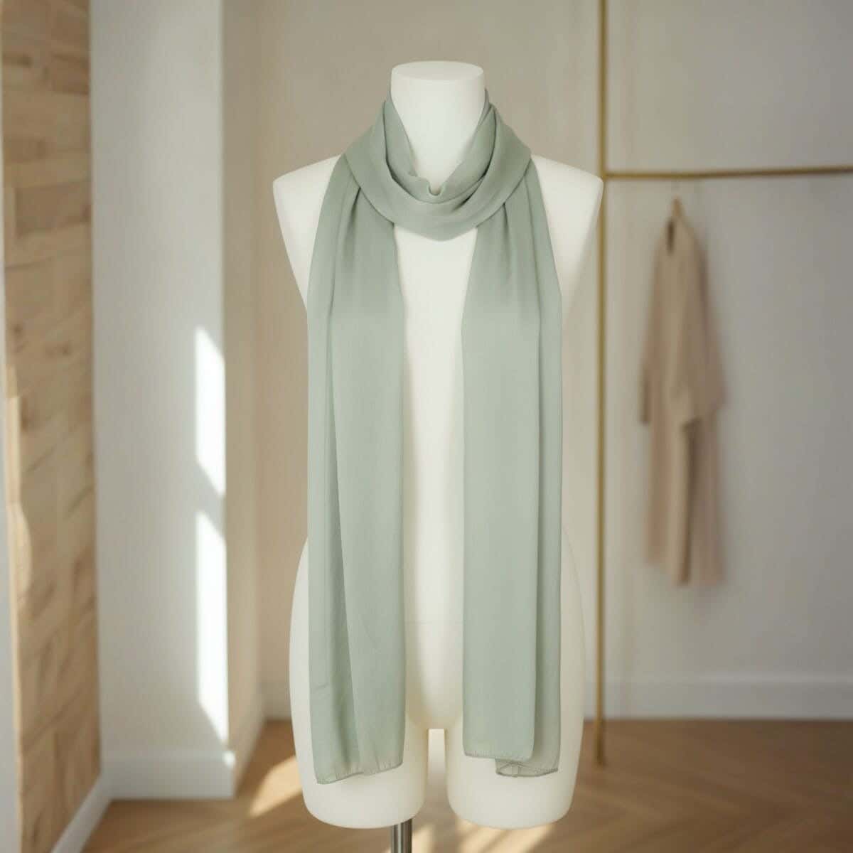 Dupetan×Satin Scarf for Women, 60×175 cm - Olive