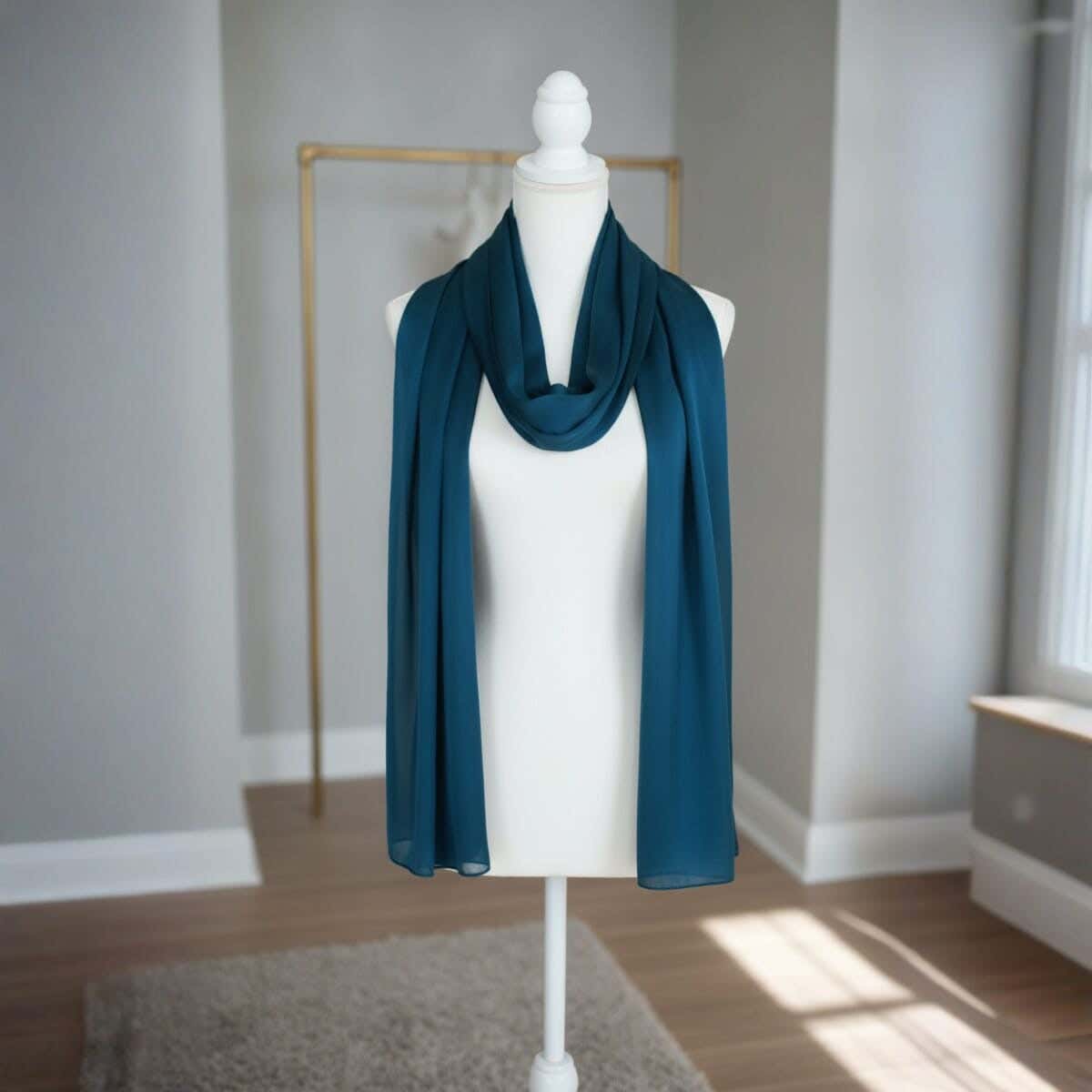 Dupetan×Satin Scarf for Women, 60×175 cm - Petrol