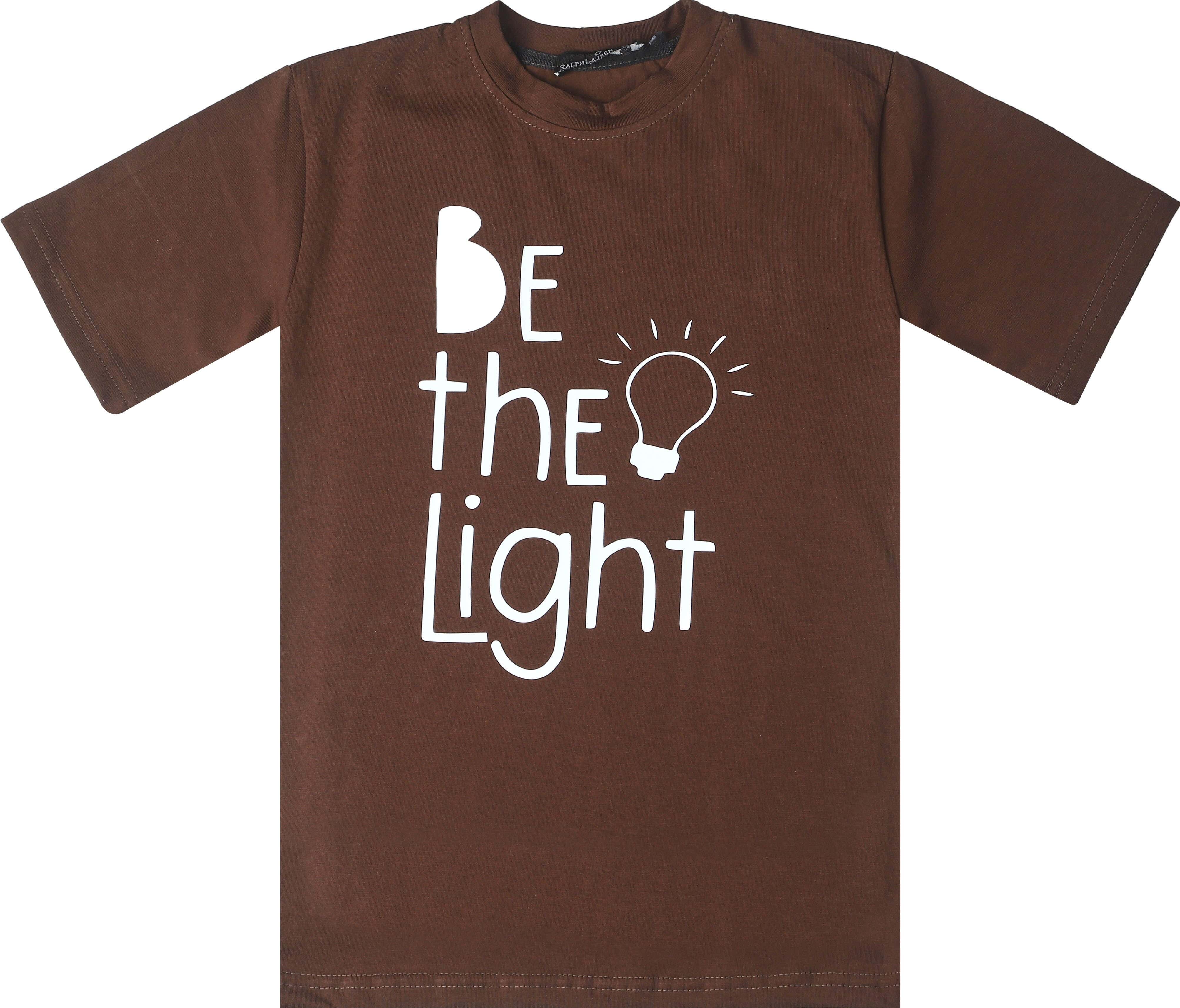 Cotton Half Sleeve Round T-Shirt for Boys, Size 12 - Brown