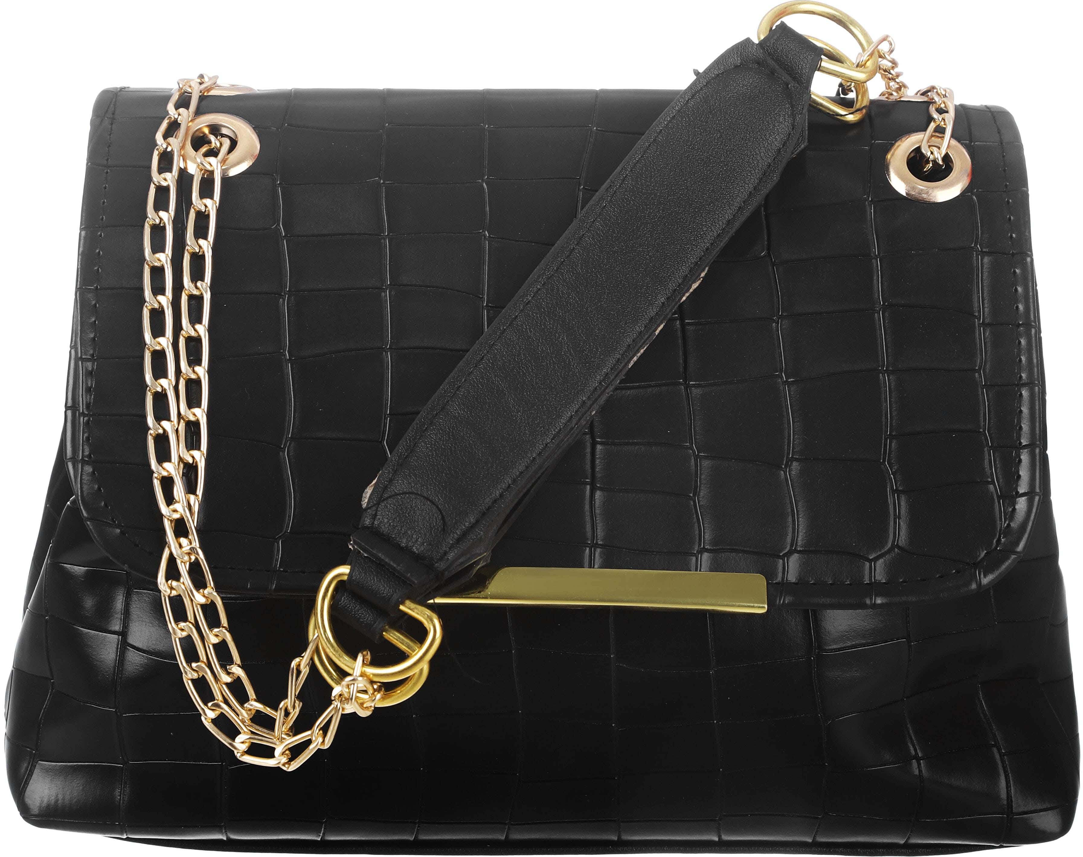 Leather Handbag for Women, 20×35 cm - Black