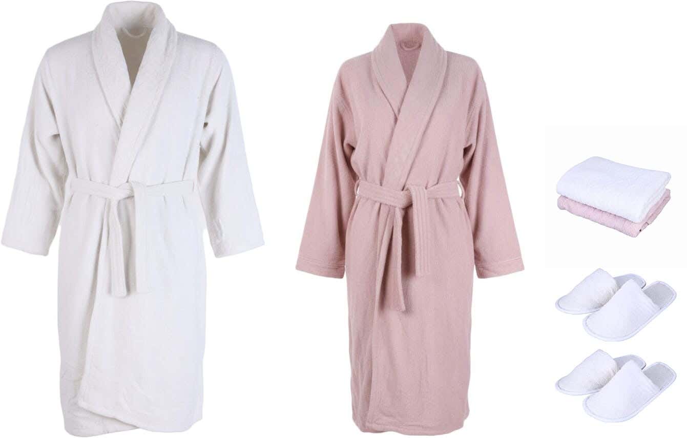Relax Jacquard Bathrobe Set, 8 Pieces, Approximately 4000 grm - White Rose