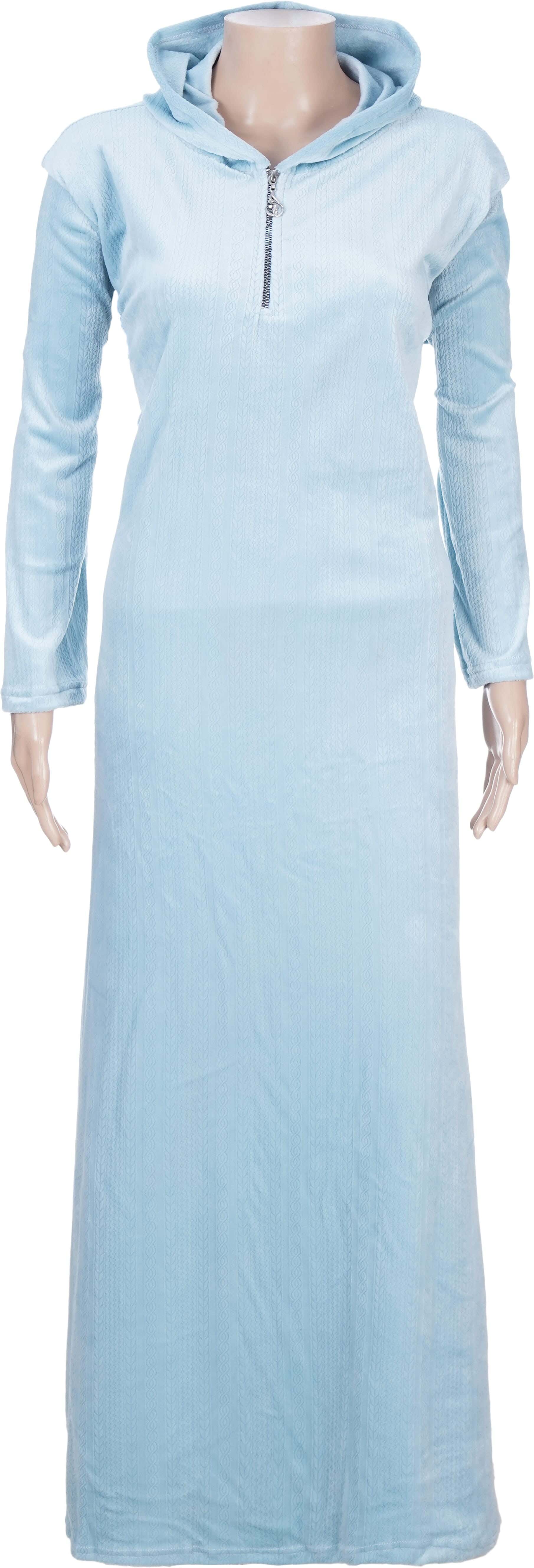 Marvina Velvet Jacquard Jalabiya For Women, Free Size - Turquoise