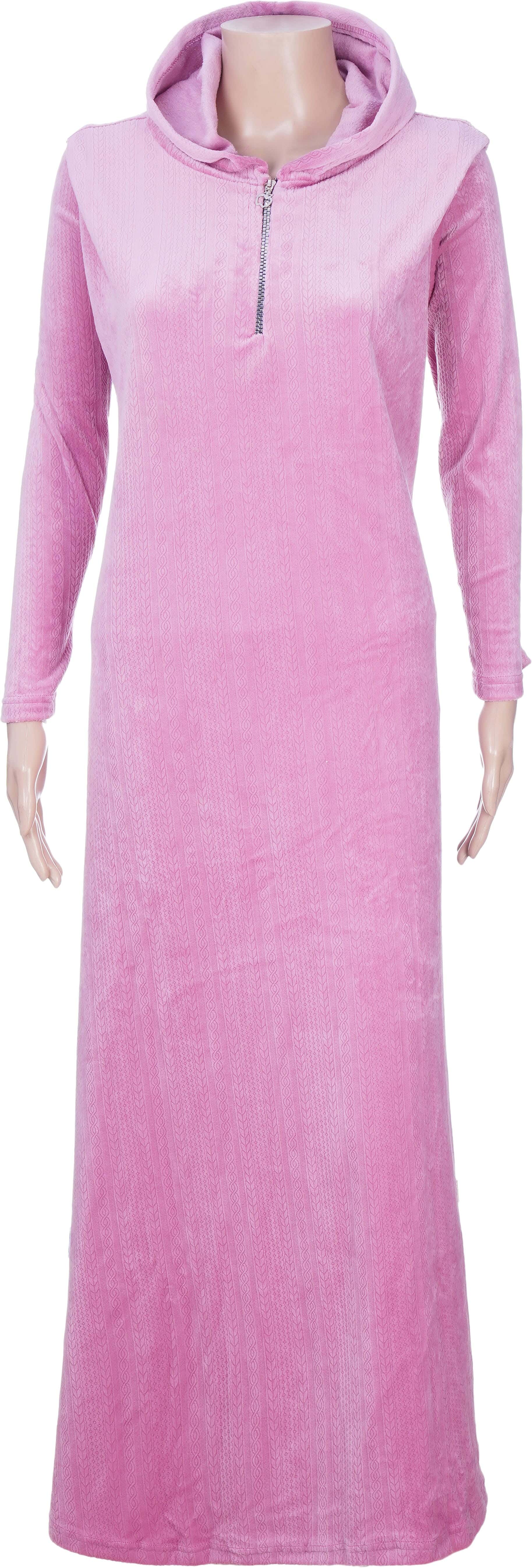 Marvina Velvet Jacquard Jalabiya For Women, Free Size - Rose