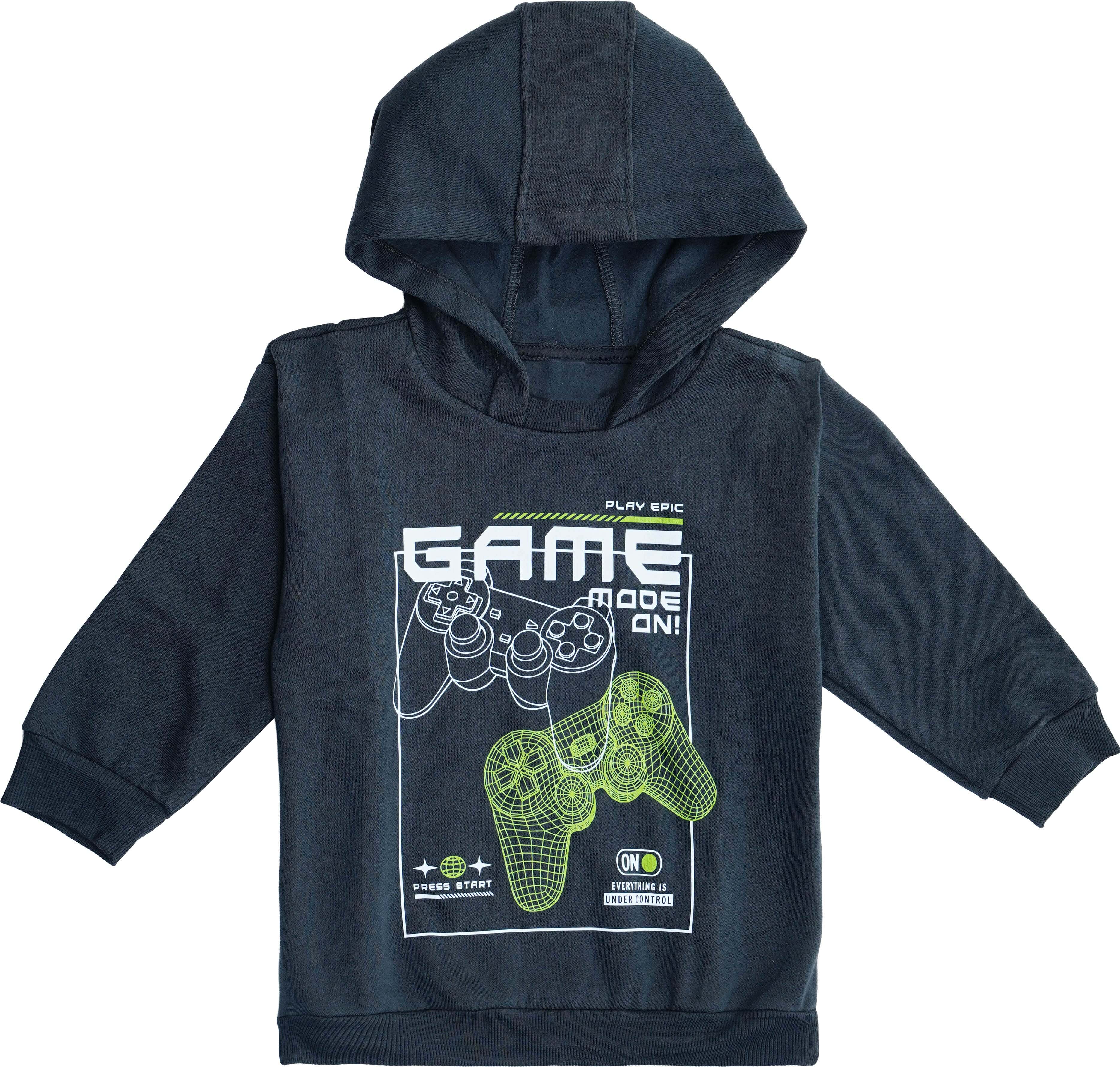 Cotton Long Sleeve Hoodie For Boys, Size 4 - Dark Grey