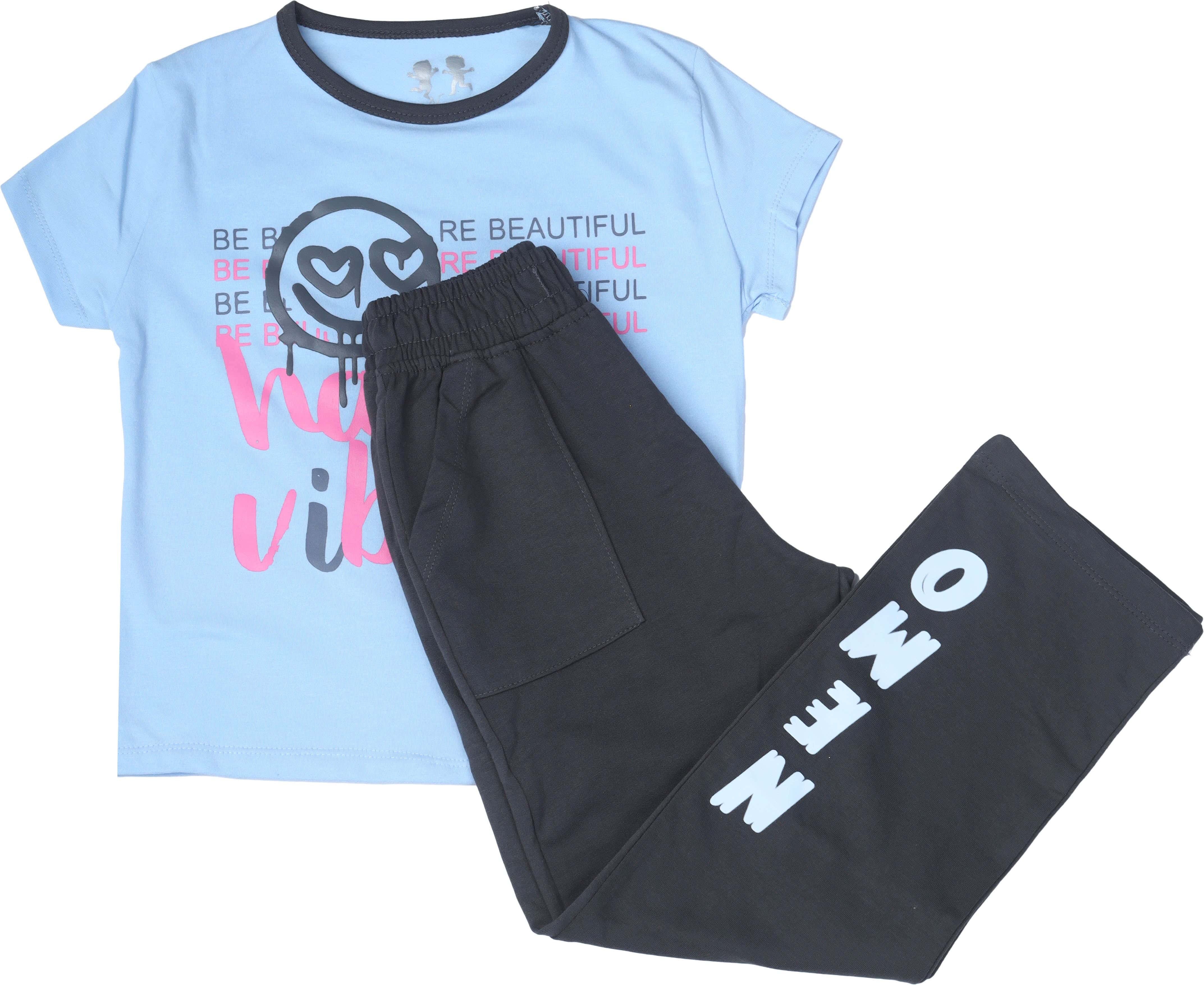 Cotton×Lycra Pajamas For Girls, 2 Pieces