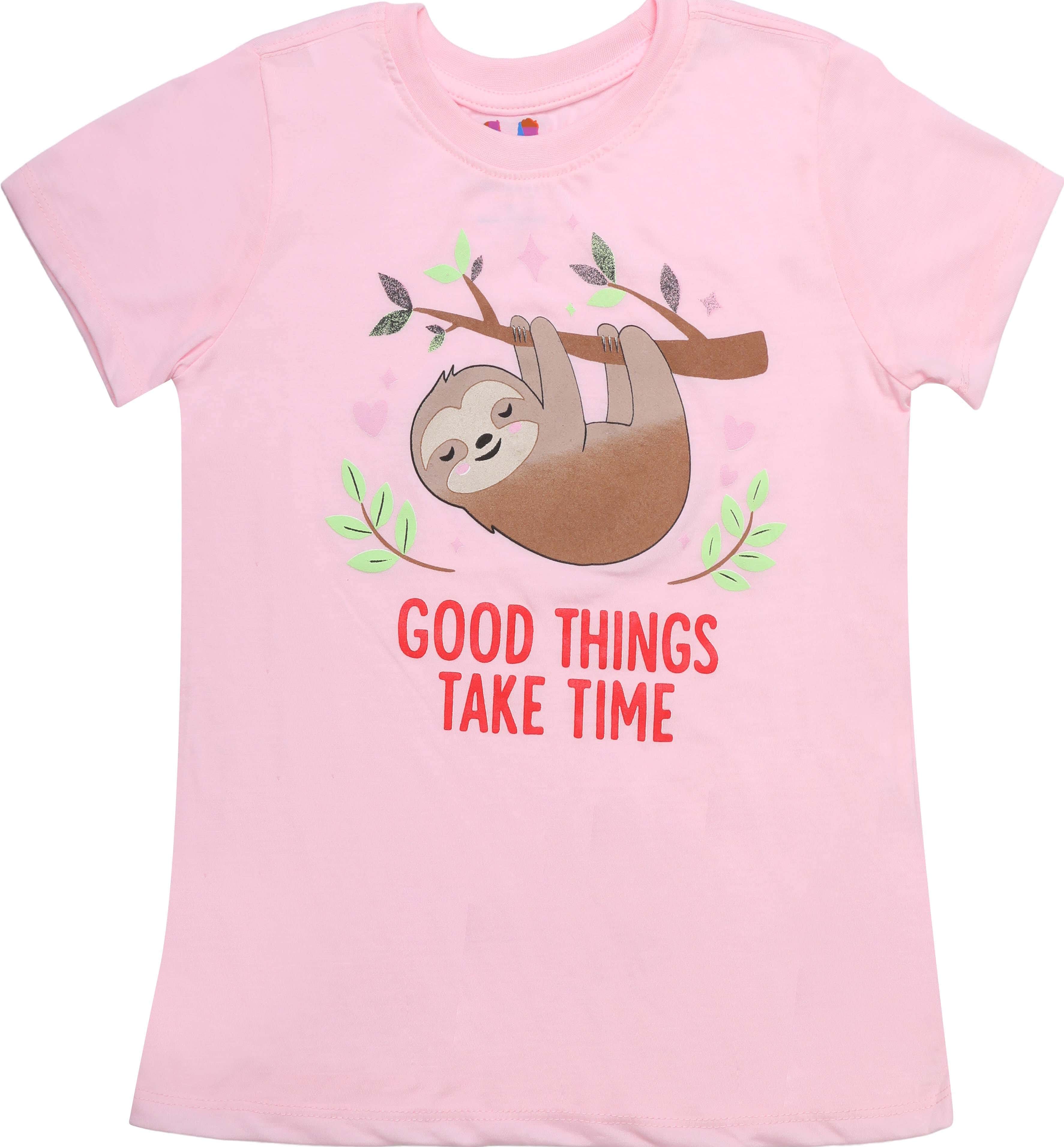 Cotton Half Sleeve T-Shirt for Girls - Rose
