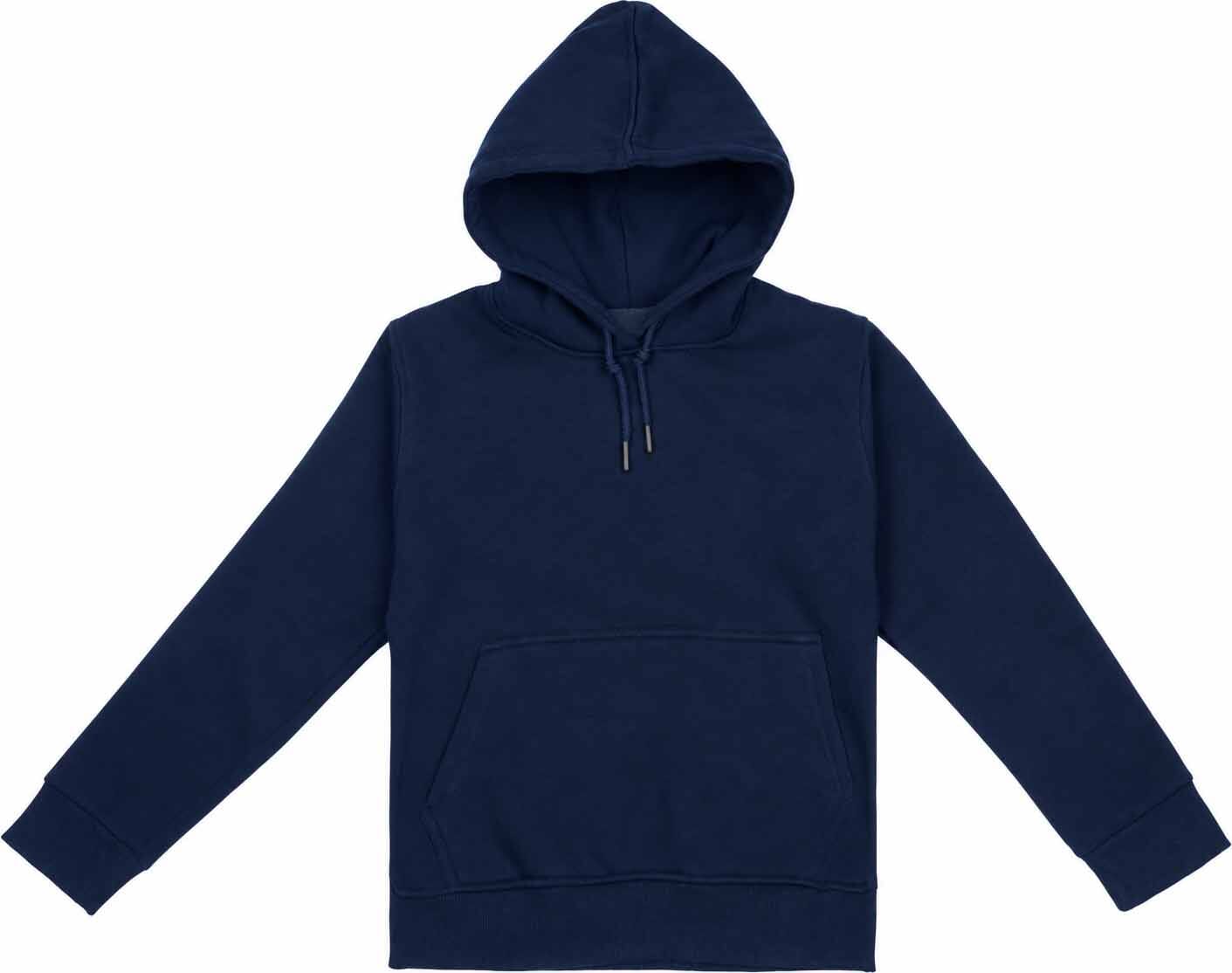 Plain cotton hoodie for kids, size 18 - Navy