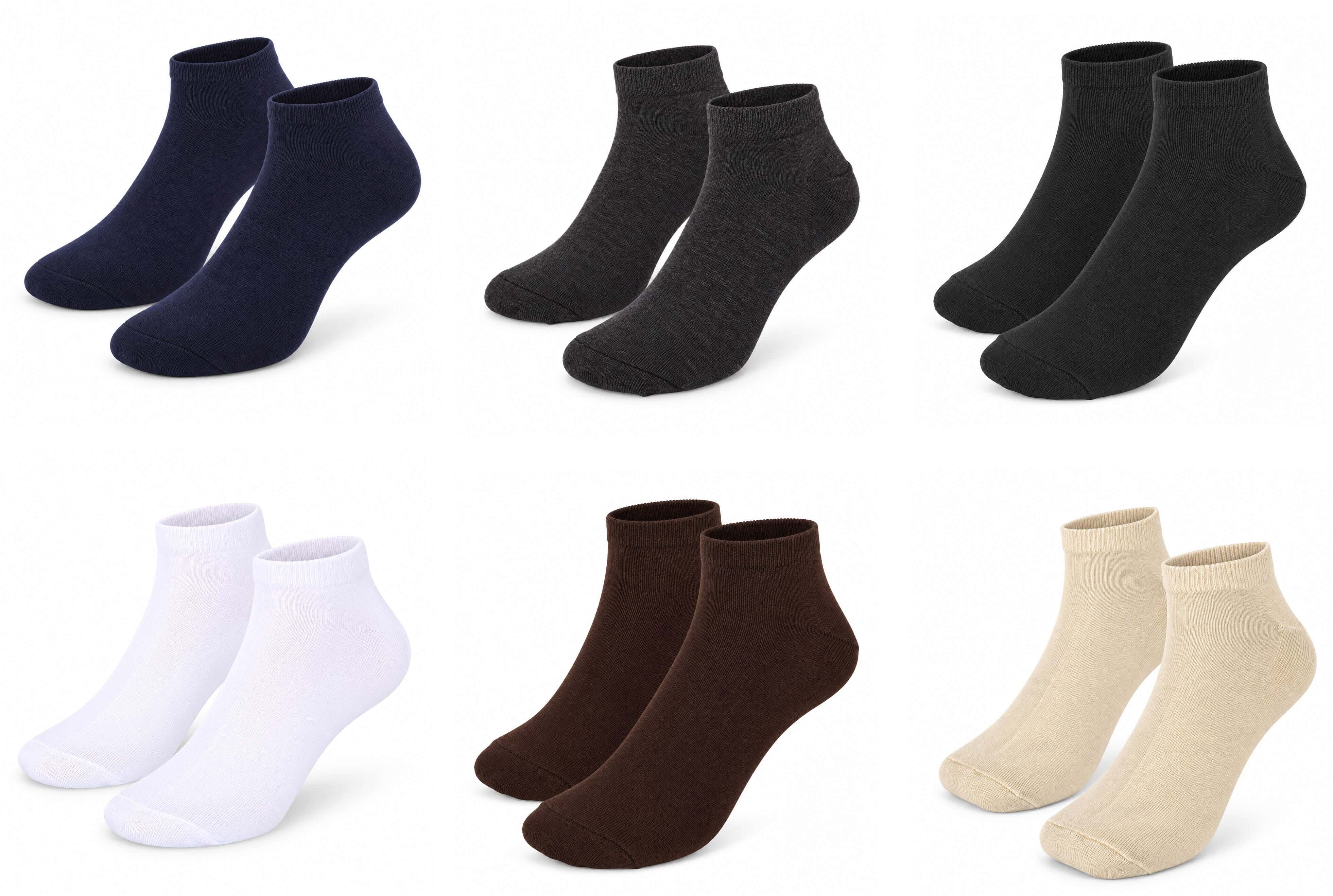 Socket Cotton Socks Set for Men, 6 Pieces - Multicolor