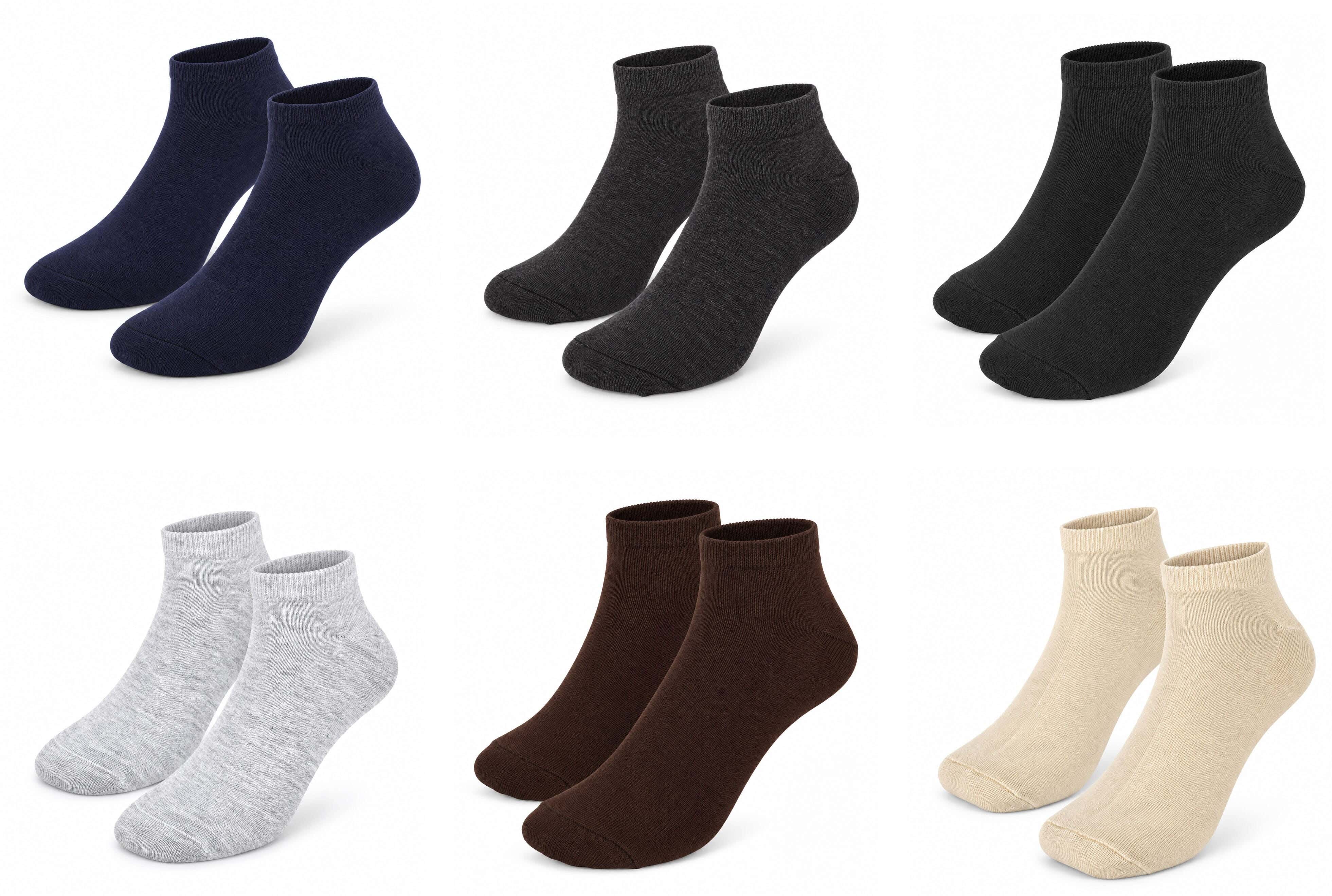 Socket Cotton Socks Set for Men, 6 Pieces - Multicolor