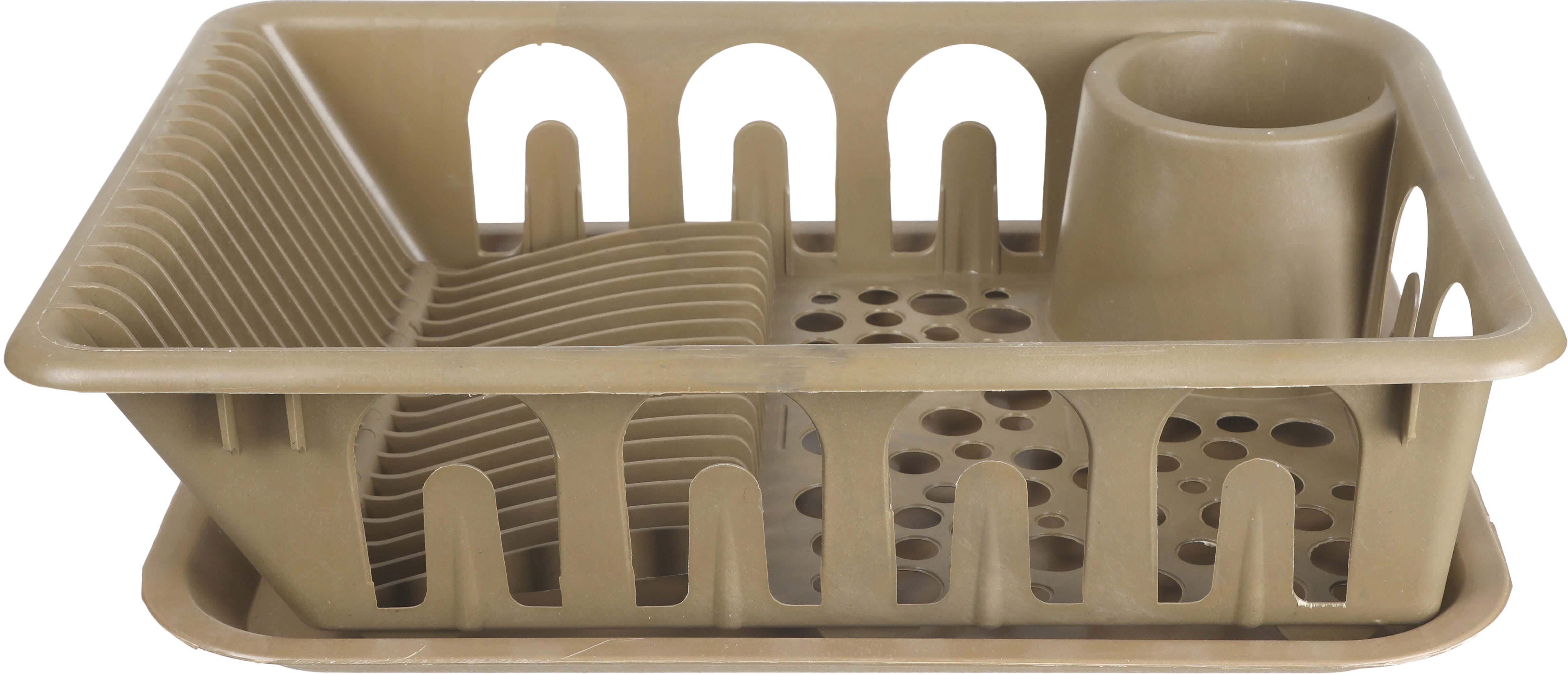 Plastic Dishes Rack with Base, 45×35 cm - Beige