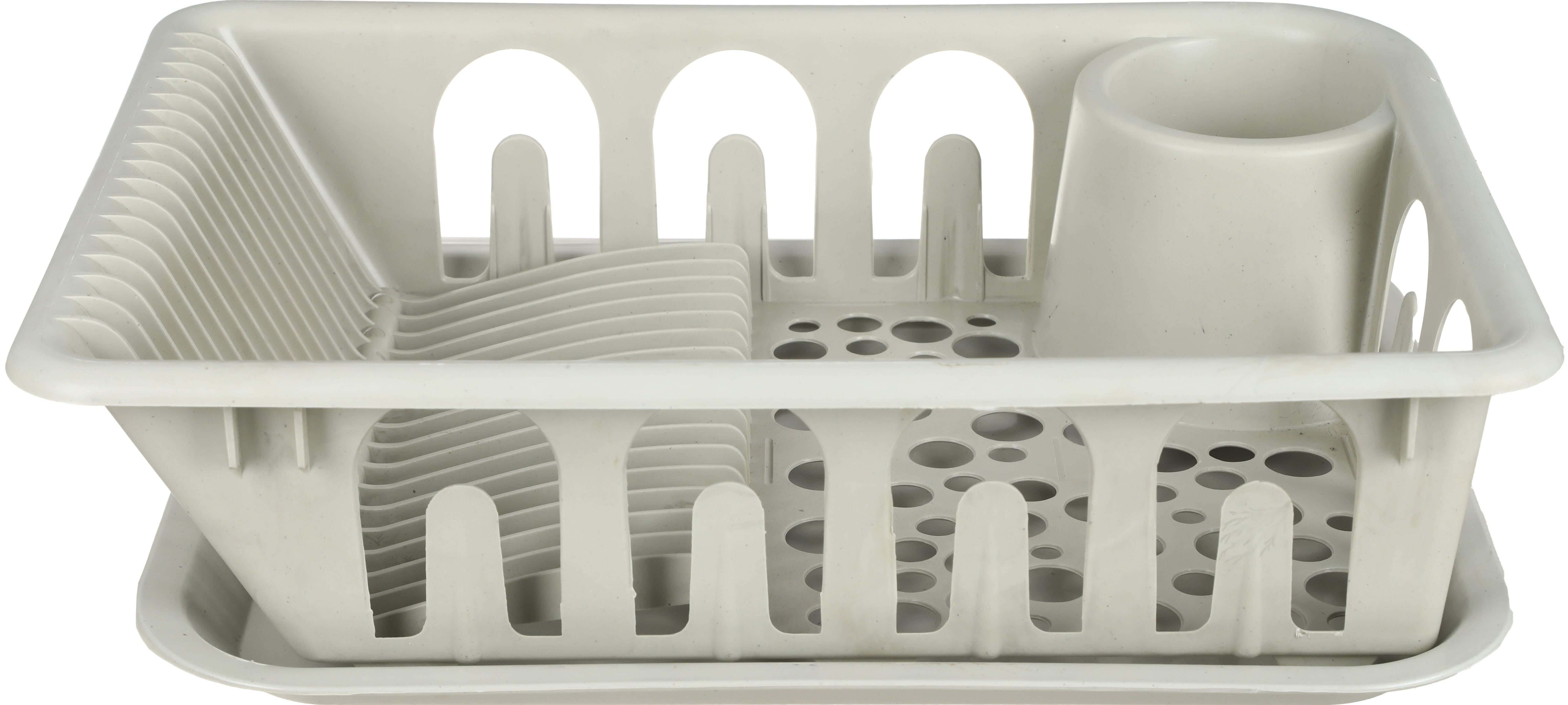 Plastic Dishes Rack with Base, 45×35 cm - Grey