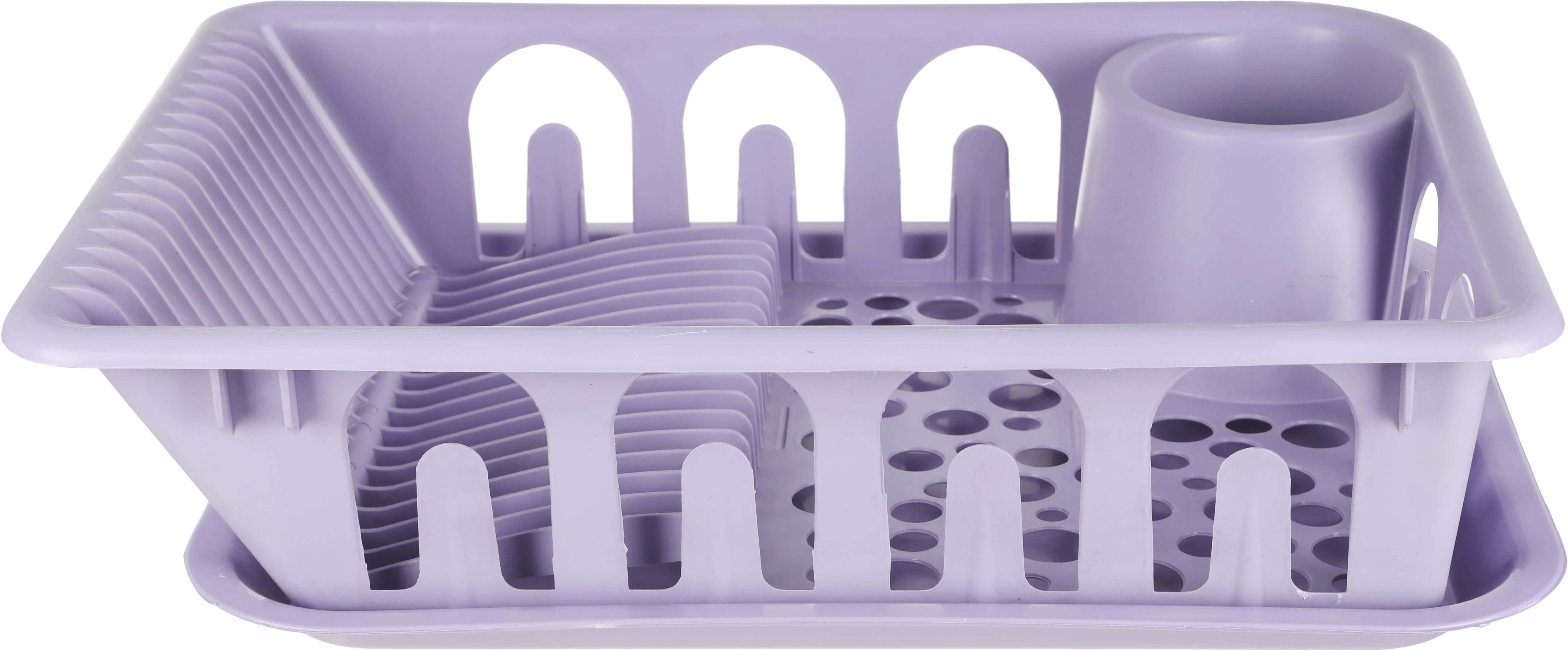 Plastic Dishes Rack with Base, 45×35 cm - Mauve
