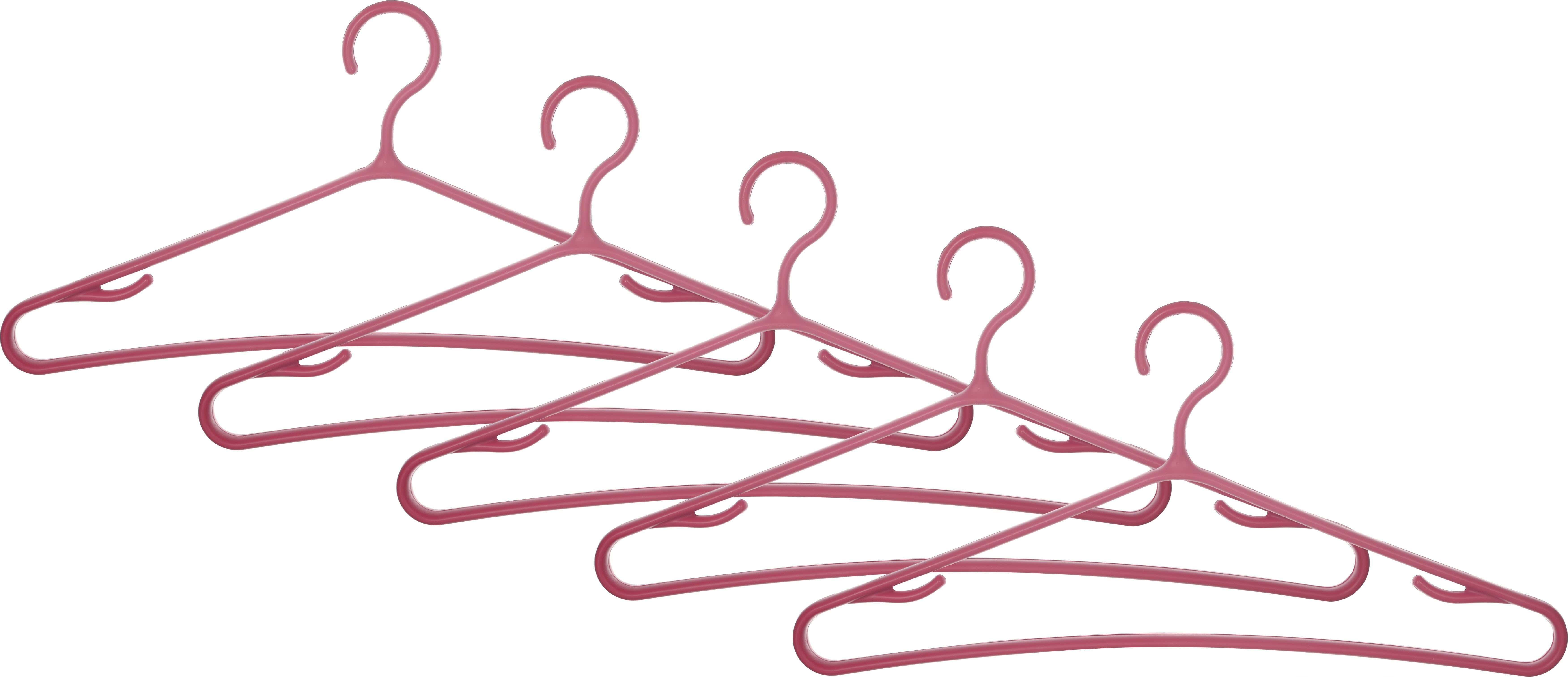 M-Design Plastic Clothes Hanger Set, 5 Pieces, 42 cm - Red