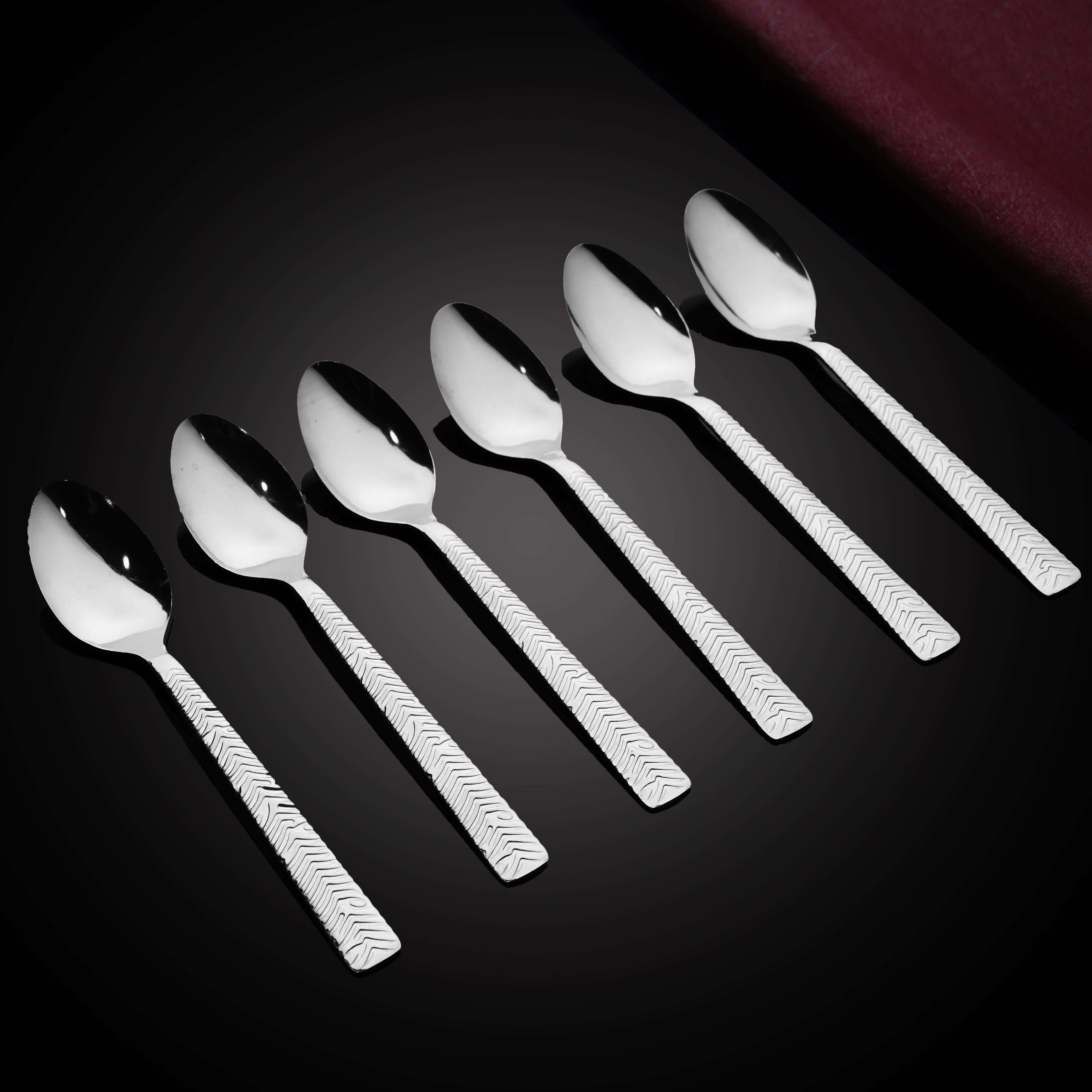 Alex Metal Tea Spoons Set - 6 Pieces - Silver