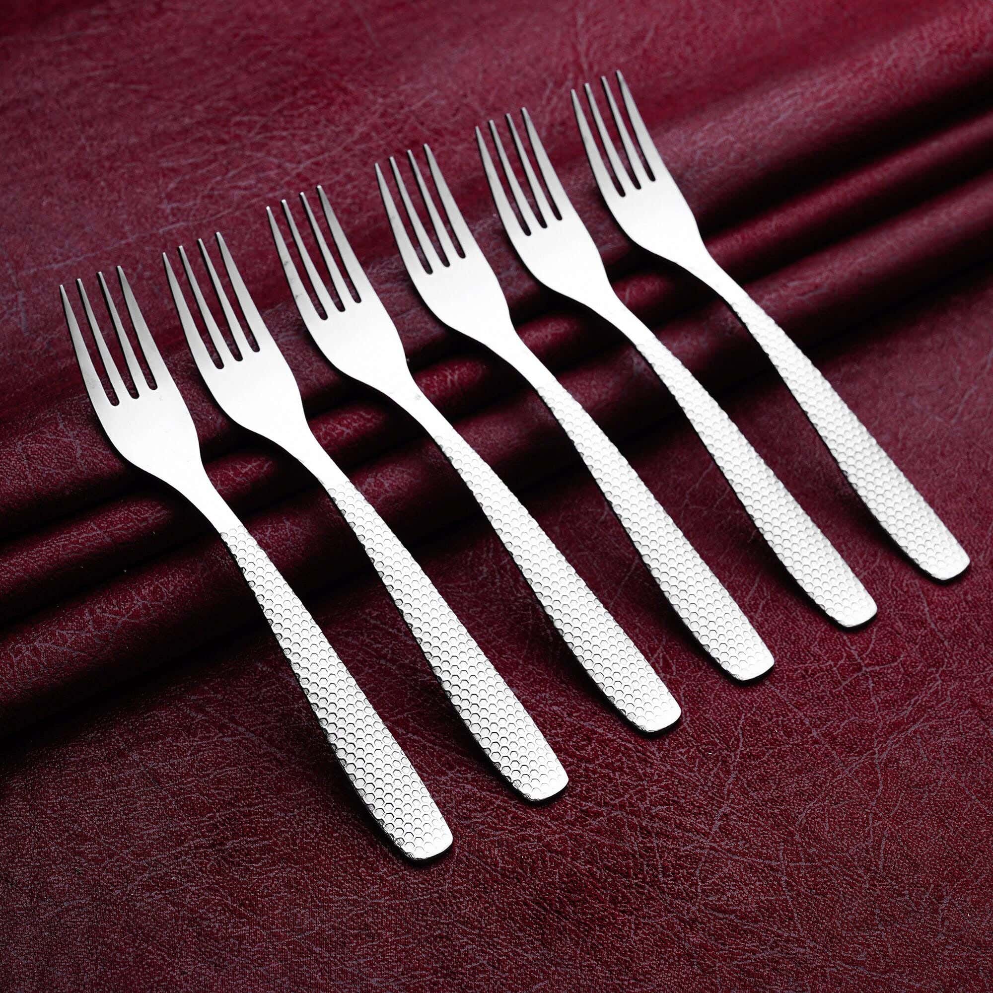 Alex Metal Dessert Forks Set, 6 Pieces - Silver