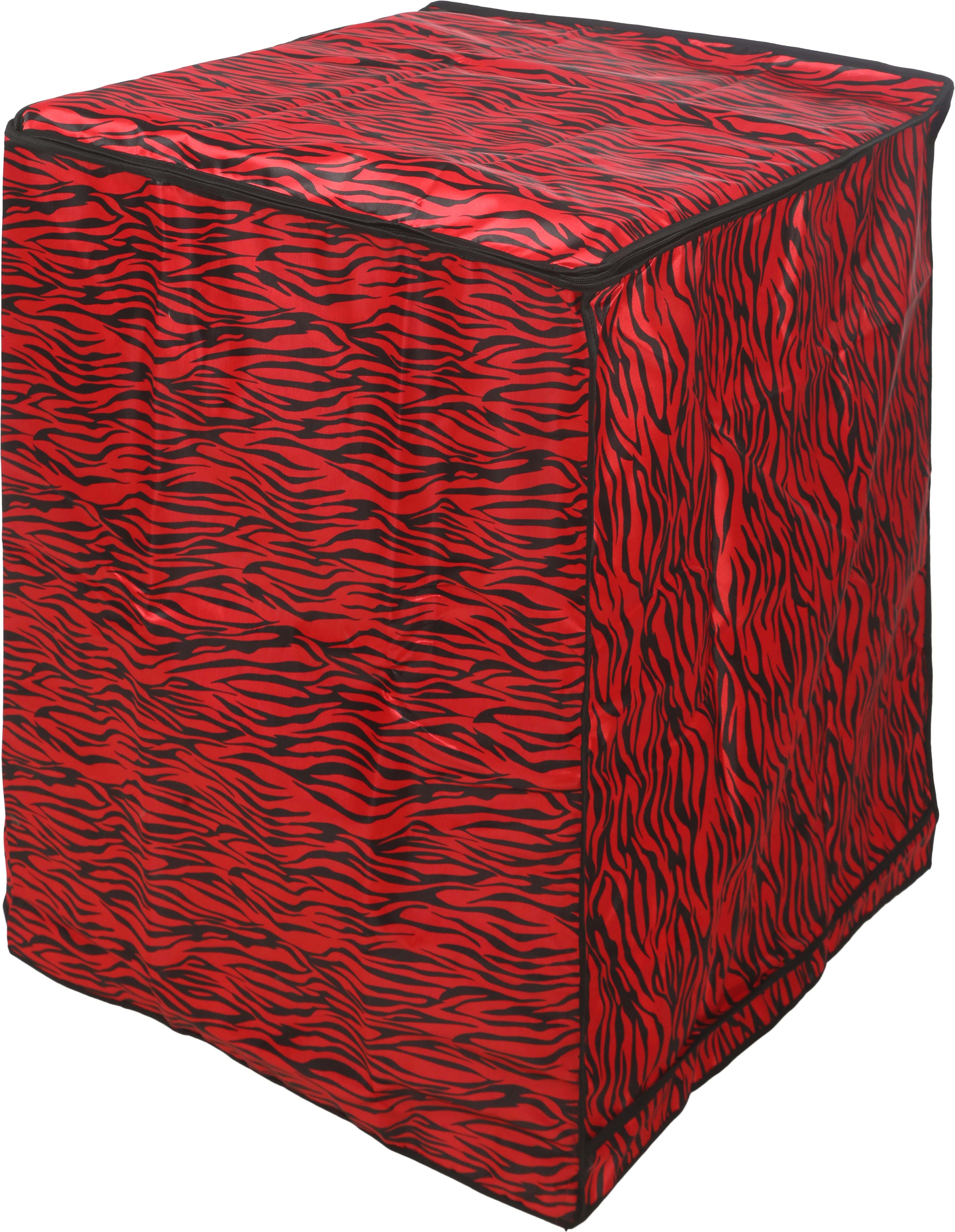 Alalaalmia Satin Top Loading Washing Machine Cover, 14/15/16 Kg - Red Black
