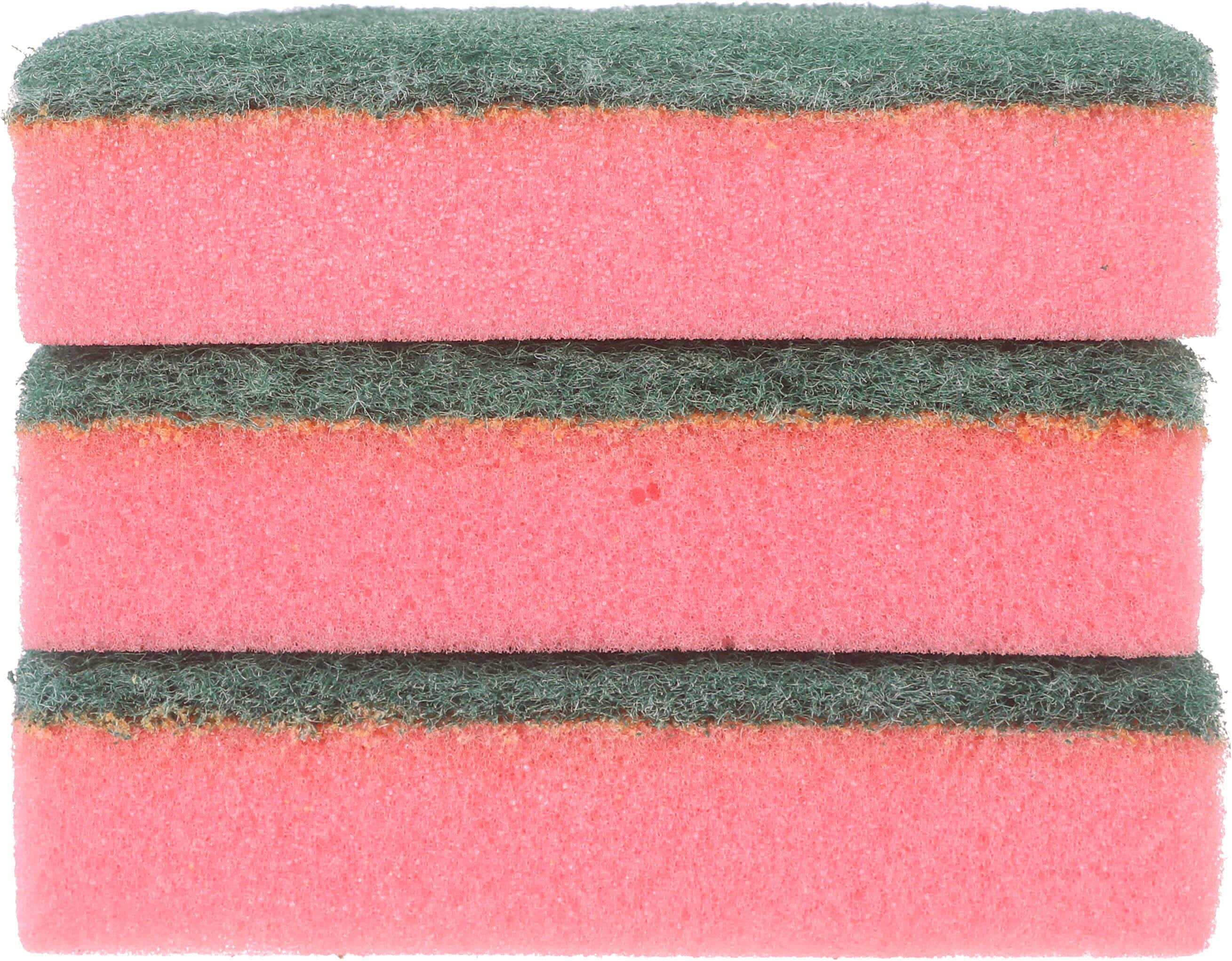 Easy Use Dishwashing Sponge Set, 3 Pieces - Fuchsia Green
