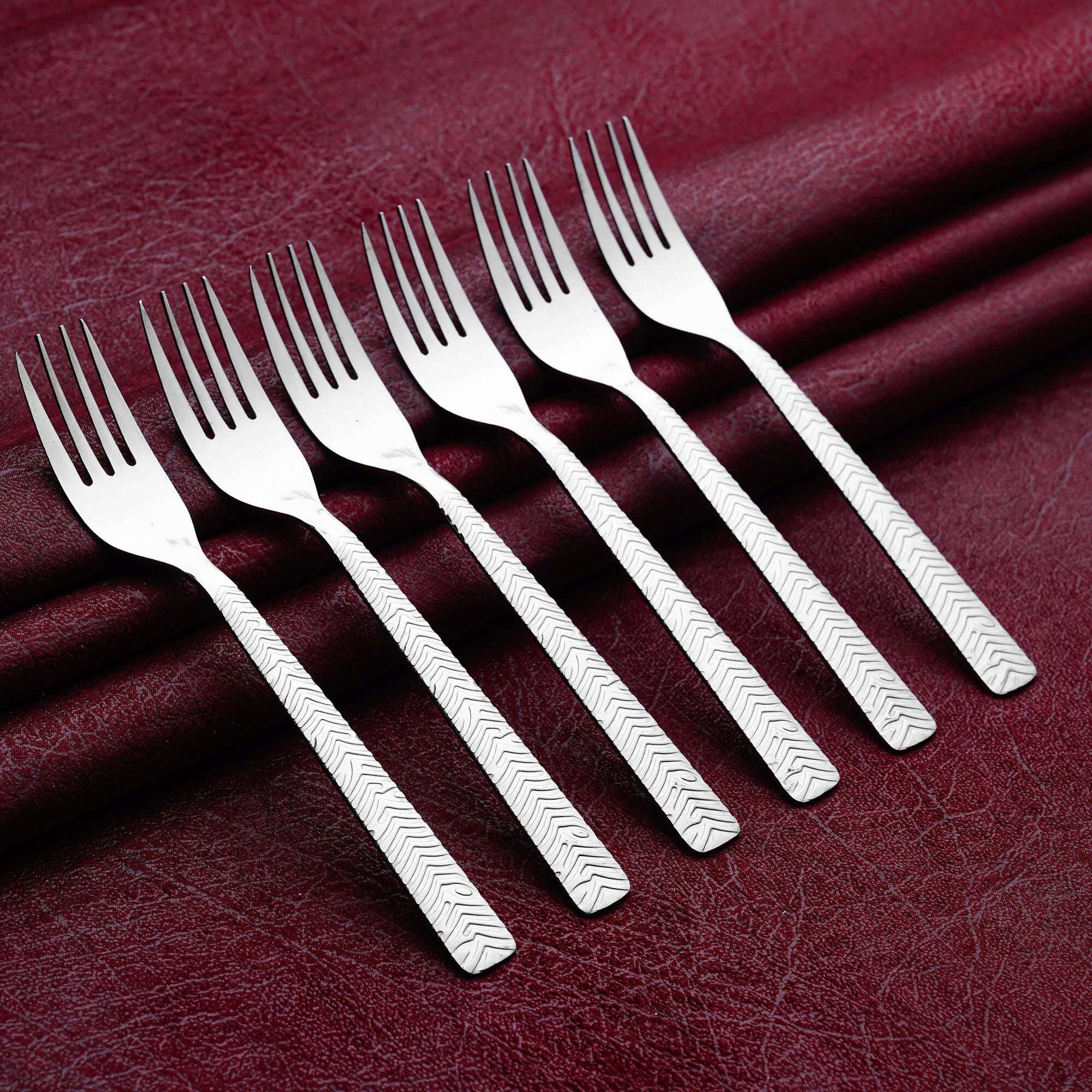 Alex Metal Dessert Forks Set, 6 Pieces – Silver