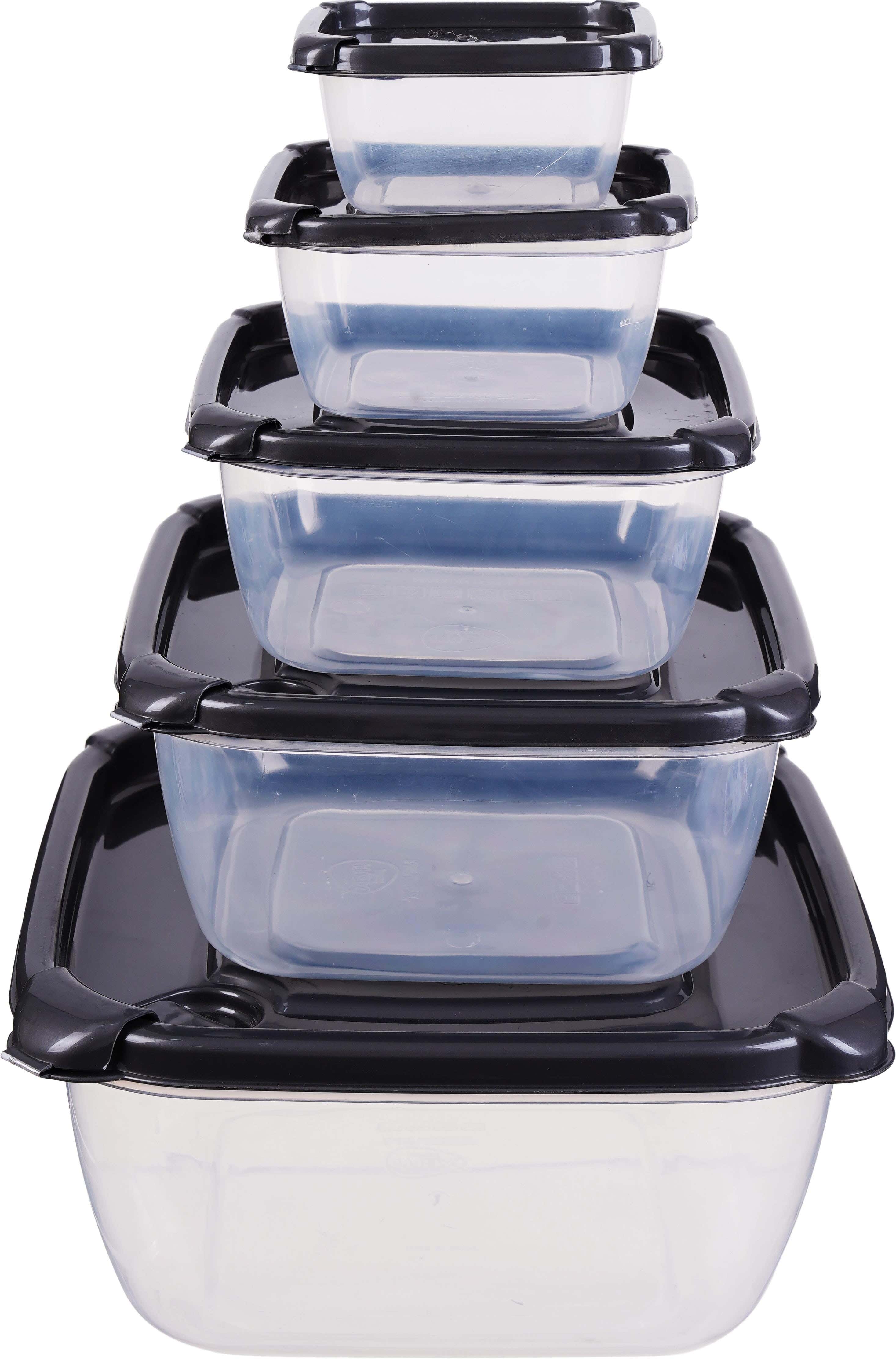 Max Plast Plastic Refrigerator Box Set, 5 Pieces - Dark Grey Clear